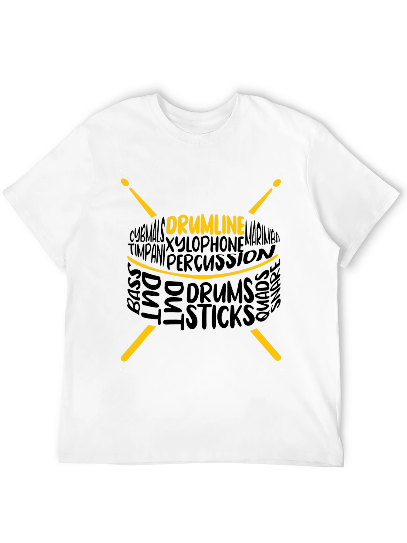 Drumline Drum Sticks Word Art Graphic T-Shirt