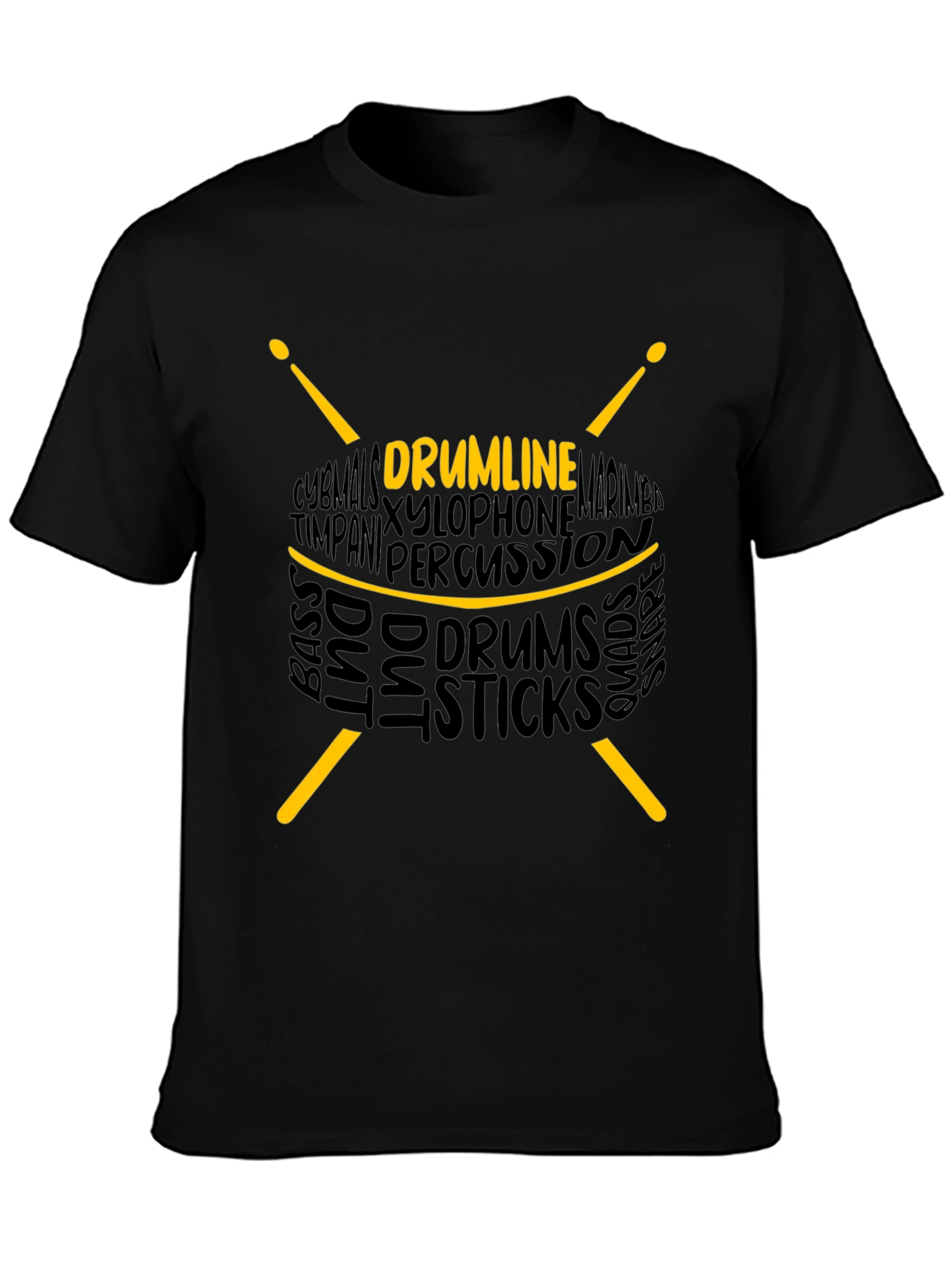 Drumline Drum Sticks Word Art Graphic T-Shirt