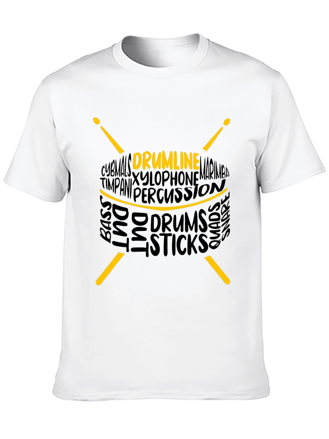 Drumline Drum Sticks Word Art Graphic T-Shirt