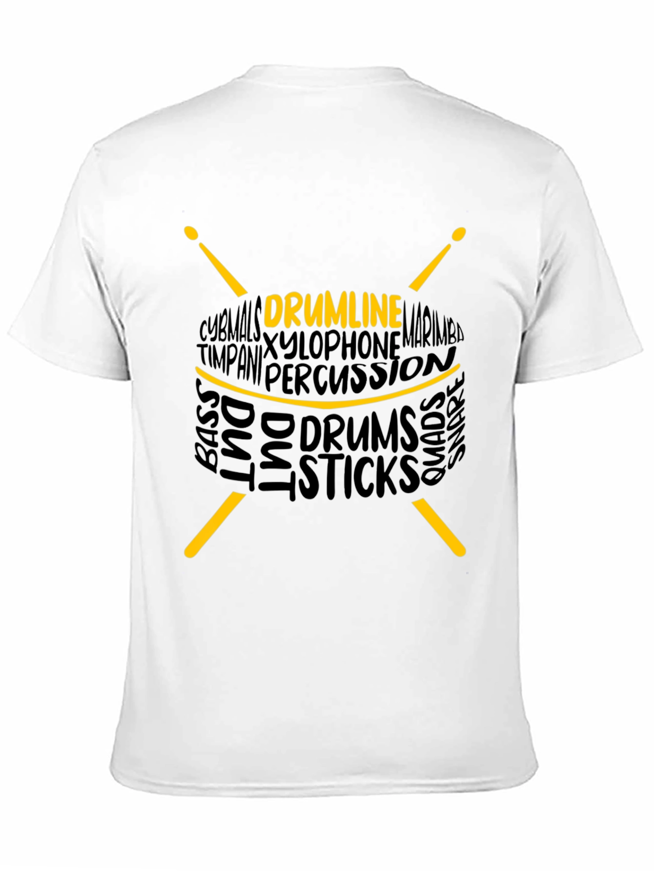 Drumline Drum Sticks Word Art Graphic T-Shirt