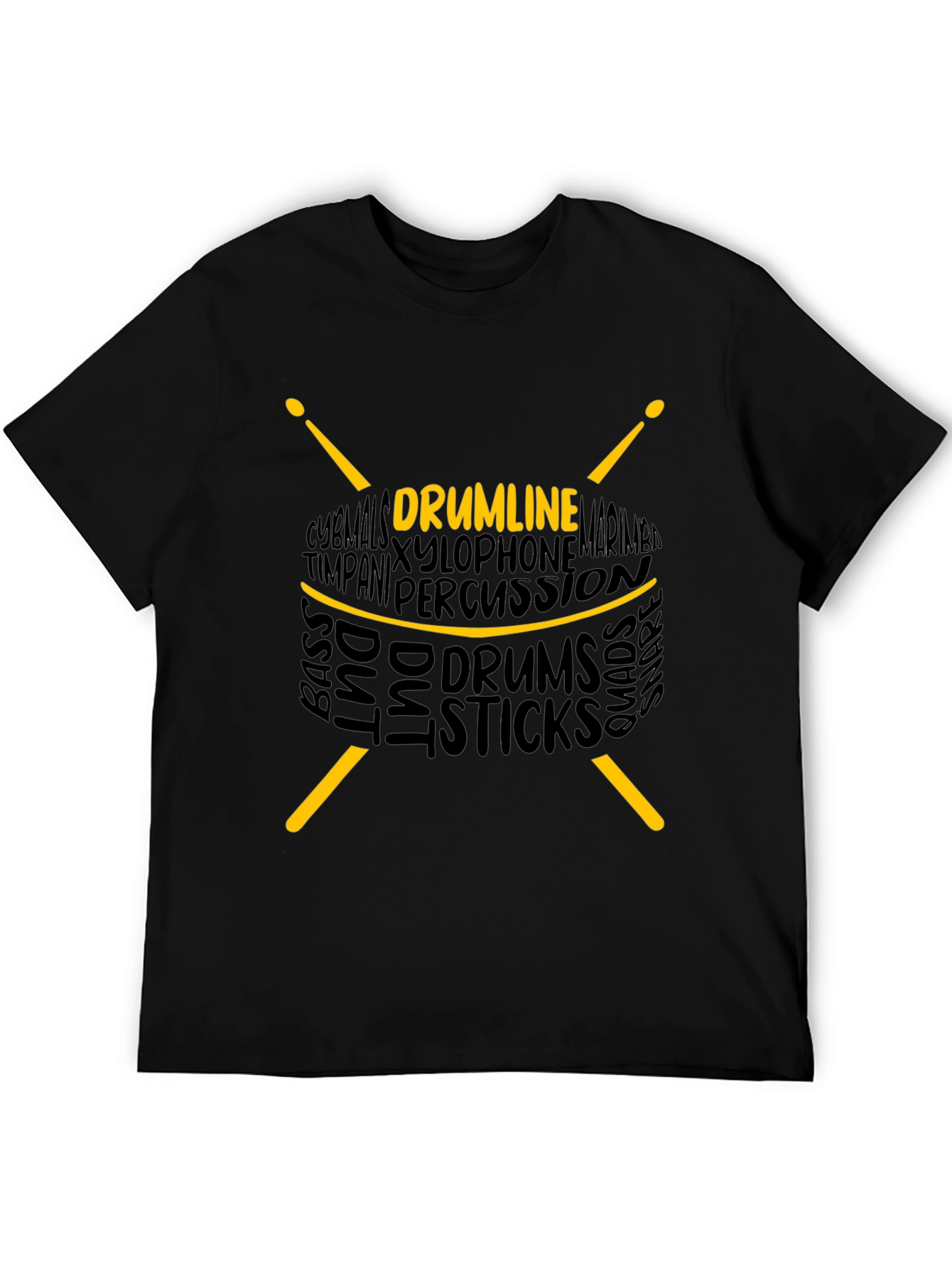 Drumline Drum Sticks Word Art Graphic T-Shirt