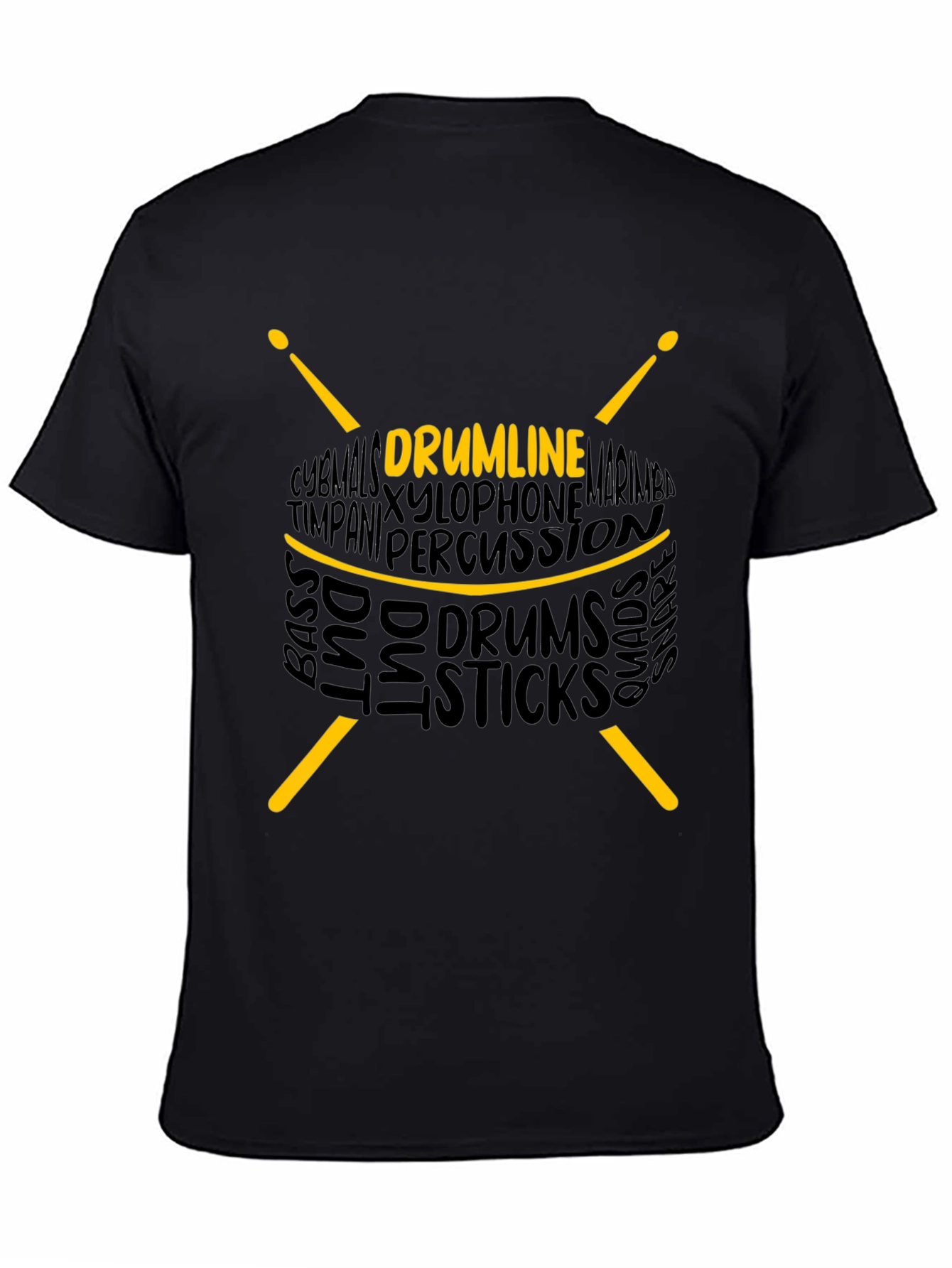 Drumline Drum Sticks Word Art Graphic T-Shirt