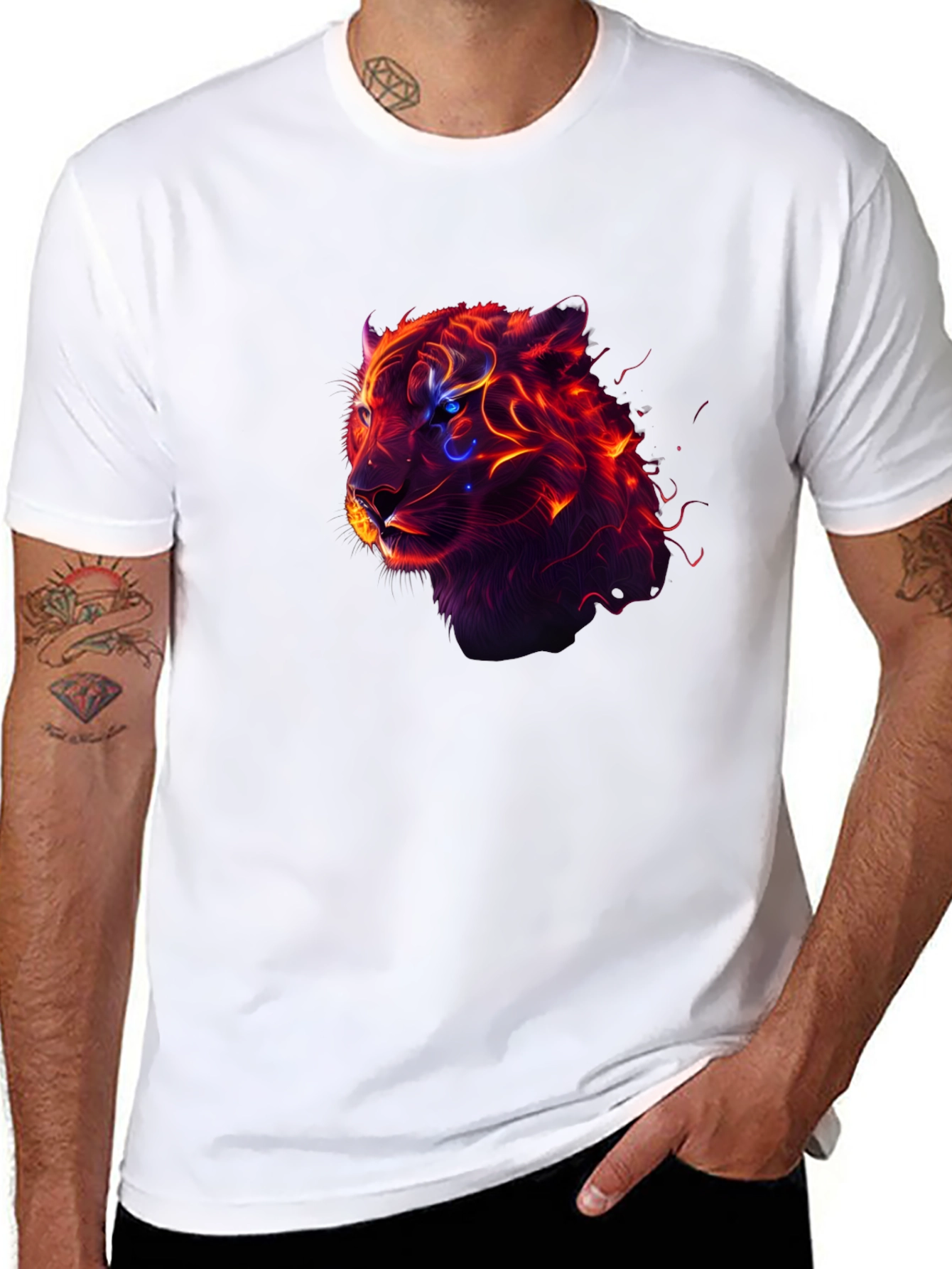 Fiery Tiger Graphic Tee - Mens Black T-Shirt