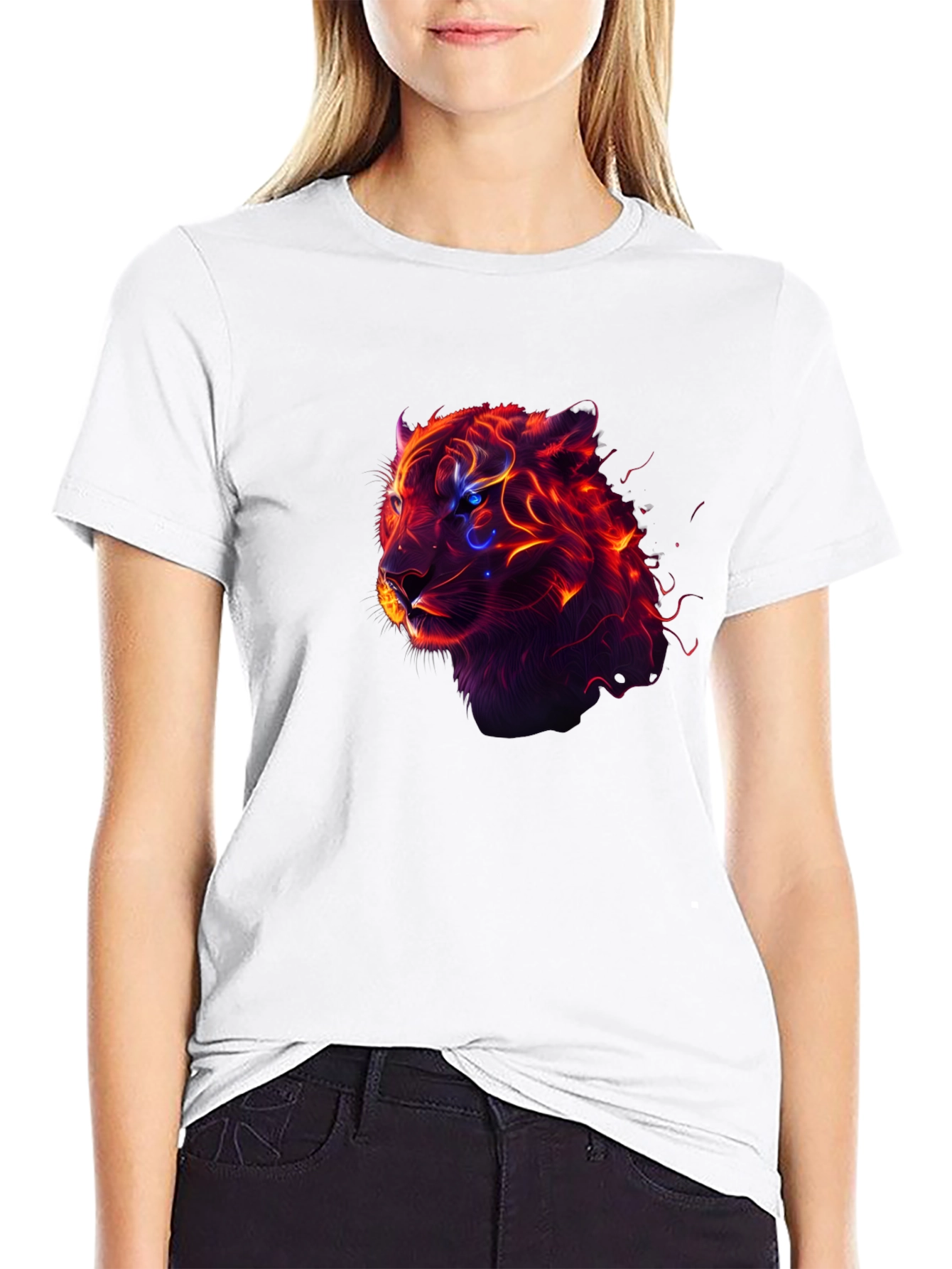 Fiery Tiger Graphic Tee - Mens Black T-Shirt