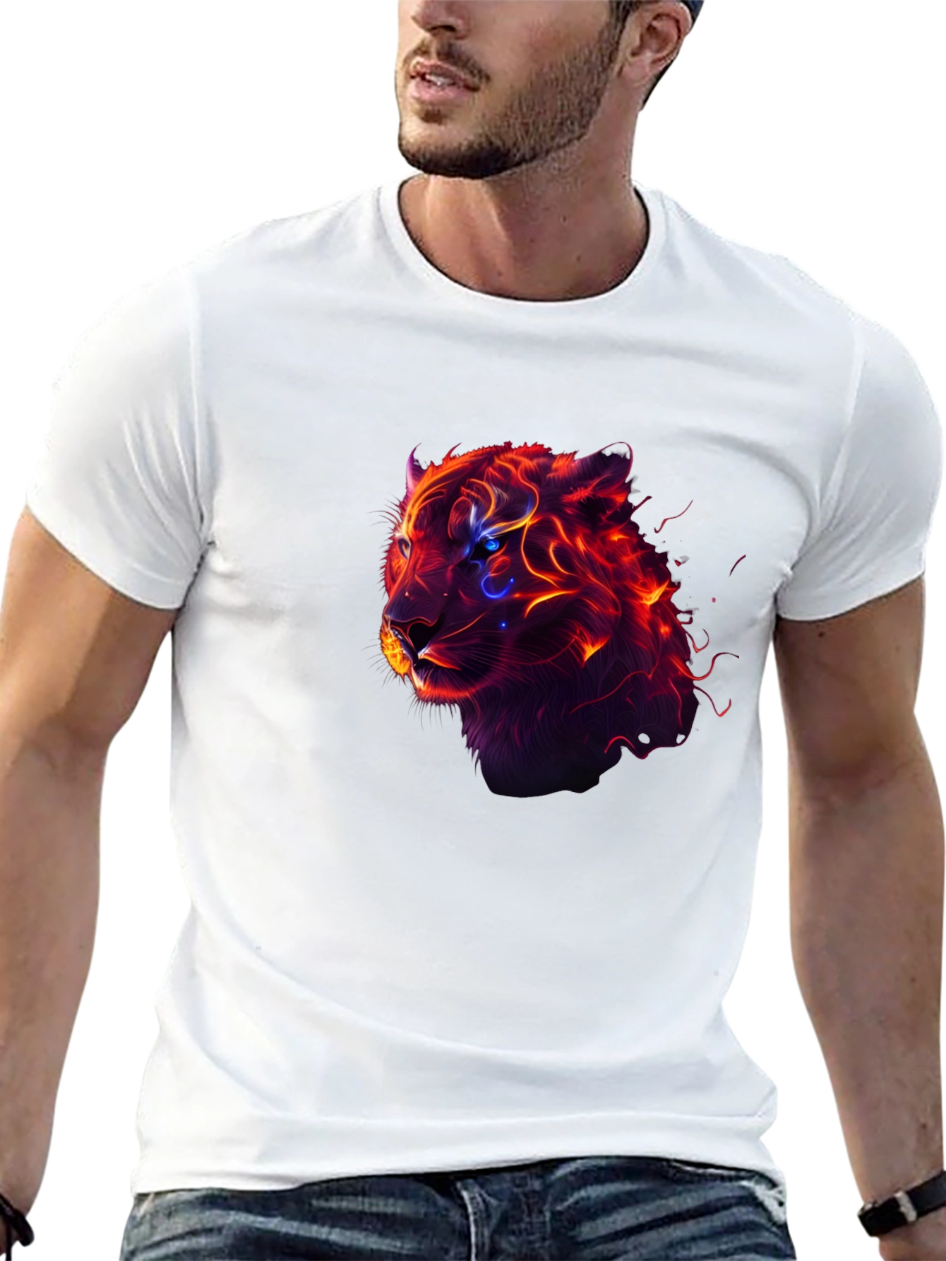 Fiery Tiger Graphic Tee - Mens Black T-Shirt