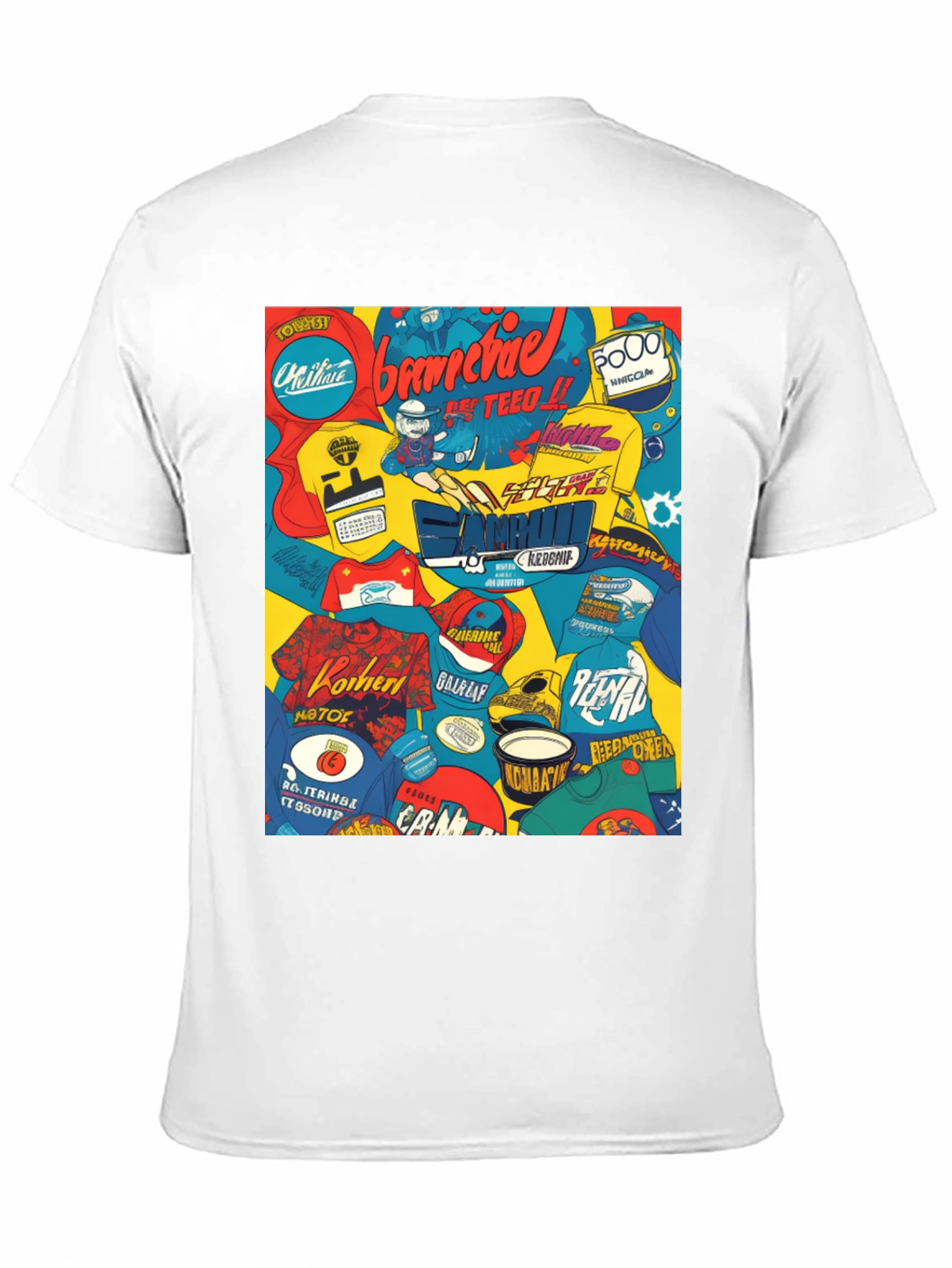 Graphic Print T-Shirt - Bold Collage Design