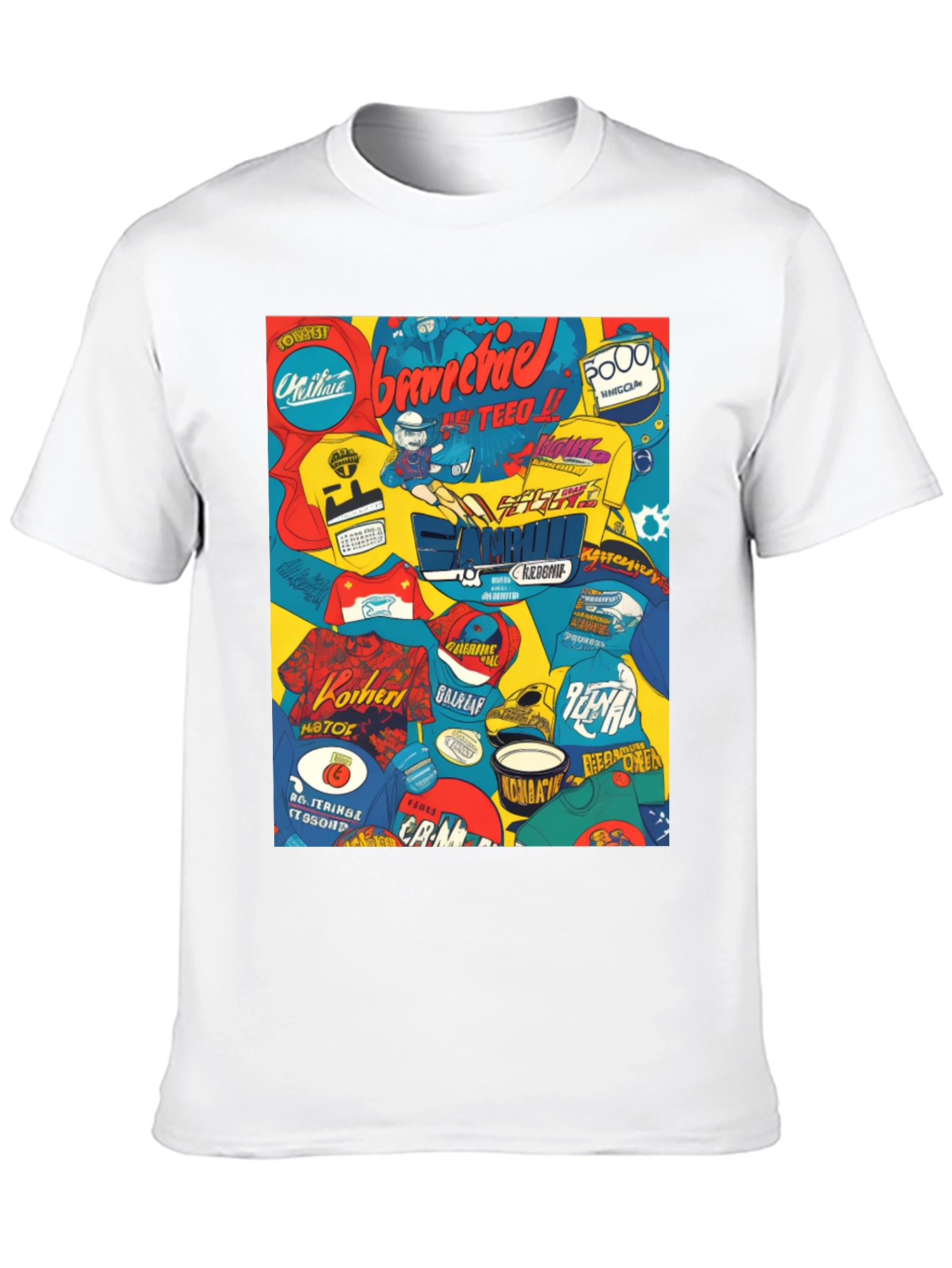 Graphic Print T-Shirt - Bold Collage Design
