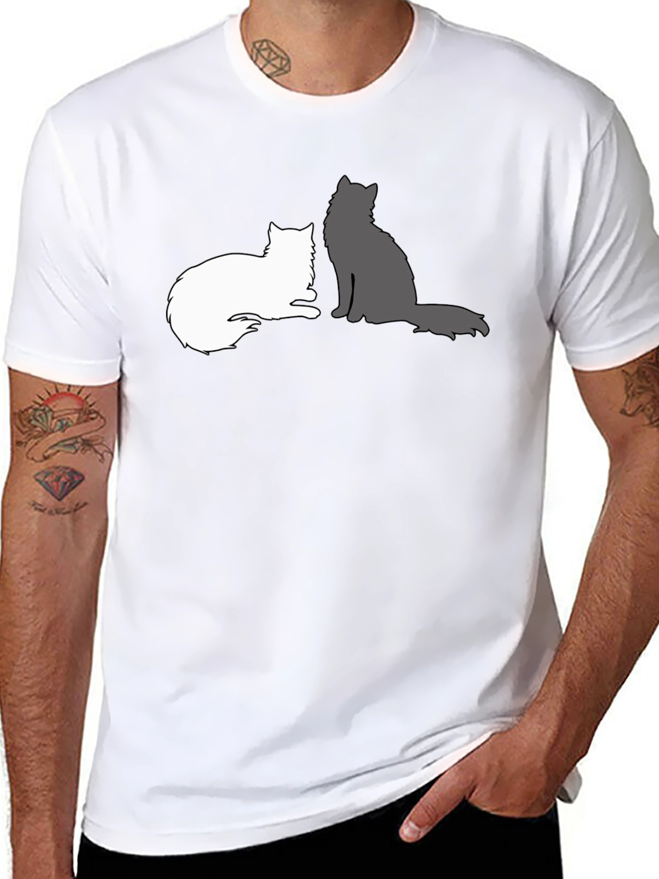 Cats Silhouette Graphic T-Shirt