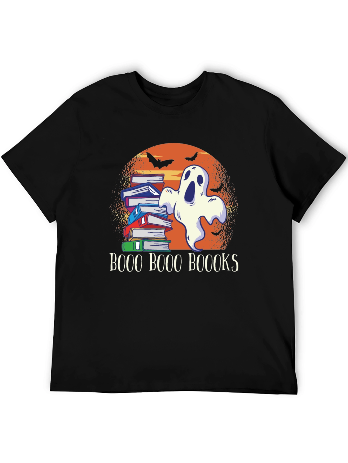 Boo Halloween Ghost & Books T-Shirt