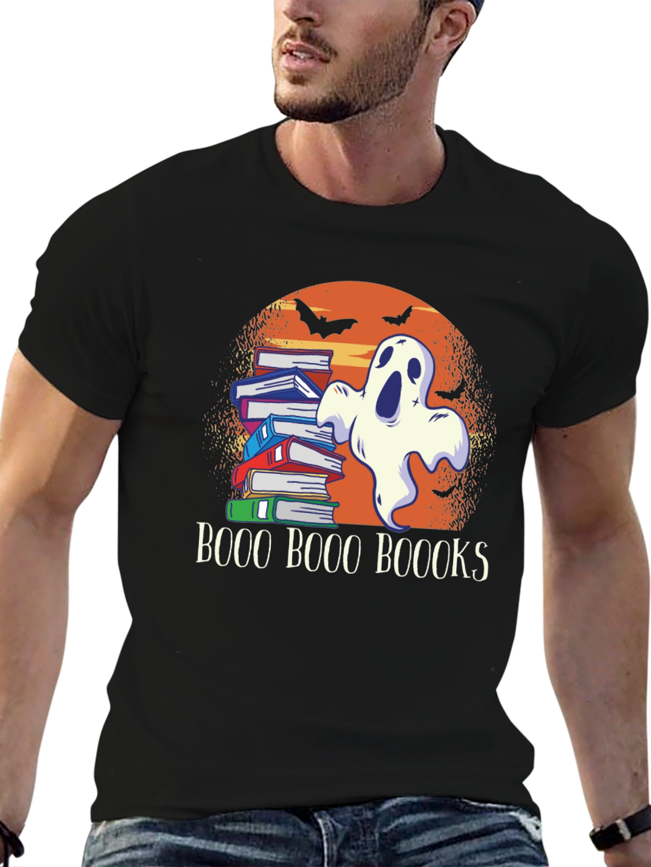 Boo Halloween Ghost & Books T-Shirt