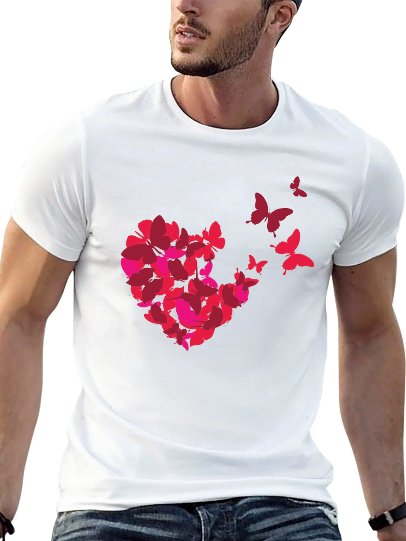 Butterfly Heart Graphic Tee - Soft Black Cotton T-Shirt