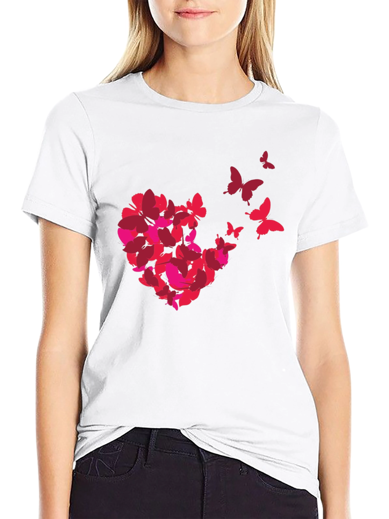 Butterfly Heart Graphic Tee - Soft Black Cotton T-Shirt