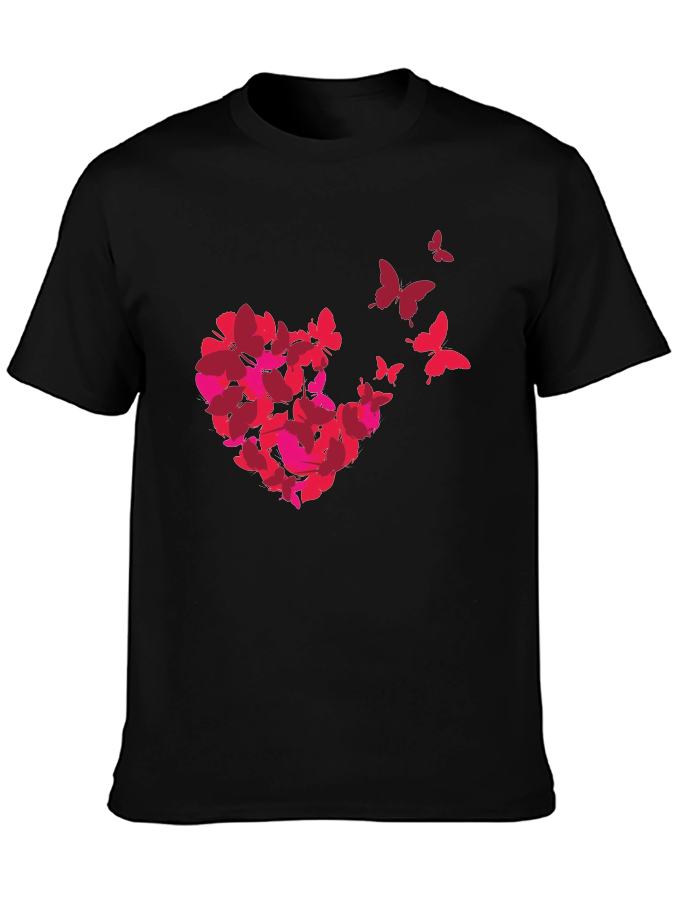 Butterfly Heart Graphic Tee - Soft Black Cotton T-Shirt