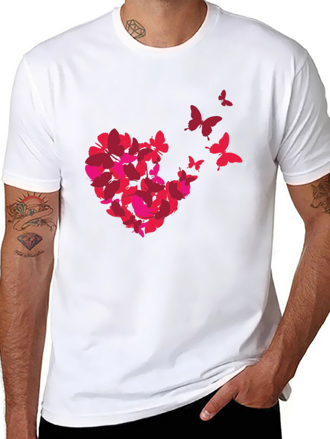 Butterfly Heart Graphic Tee - Soft Black Cotton T-Shirt