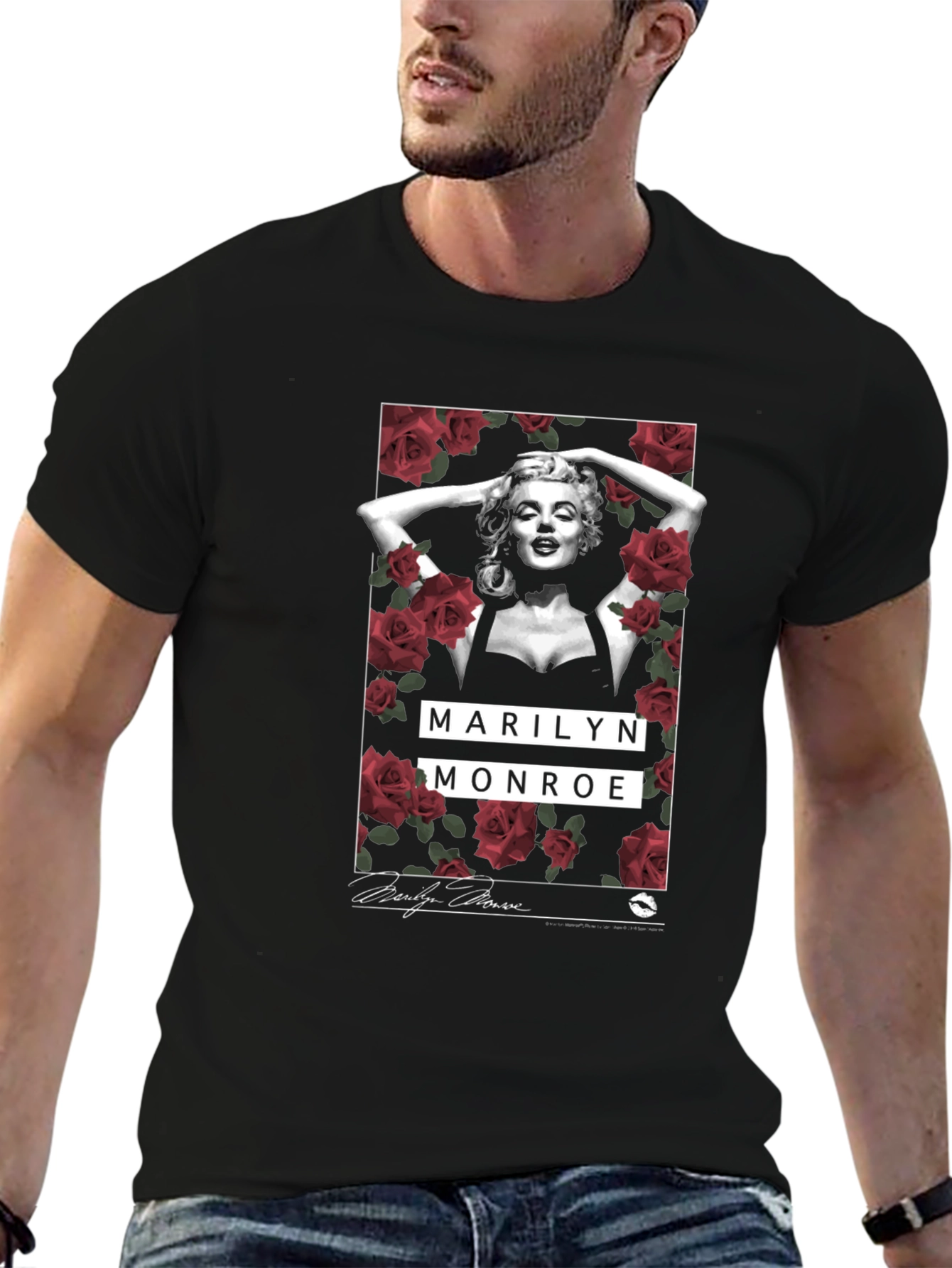 Marilyn Monroe Rose Graphic Tee - Classic Style