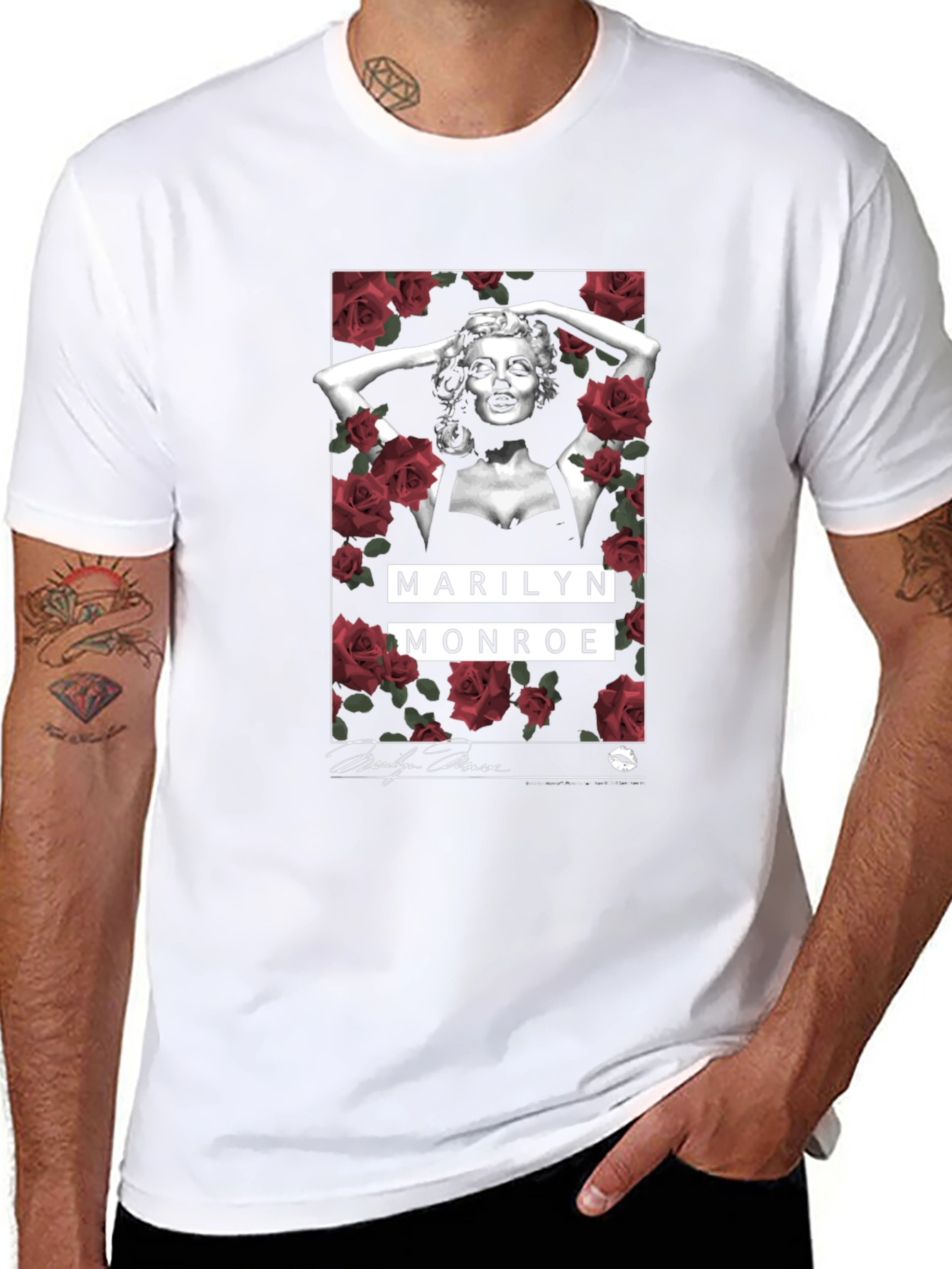 Marilyn Monroe Rose Graphic Tee - Classic Style
