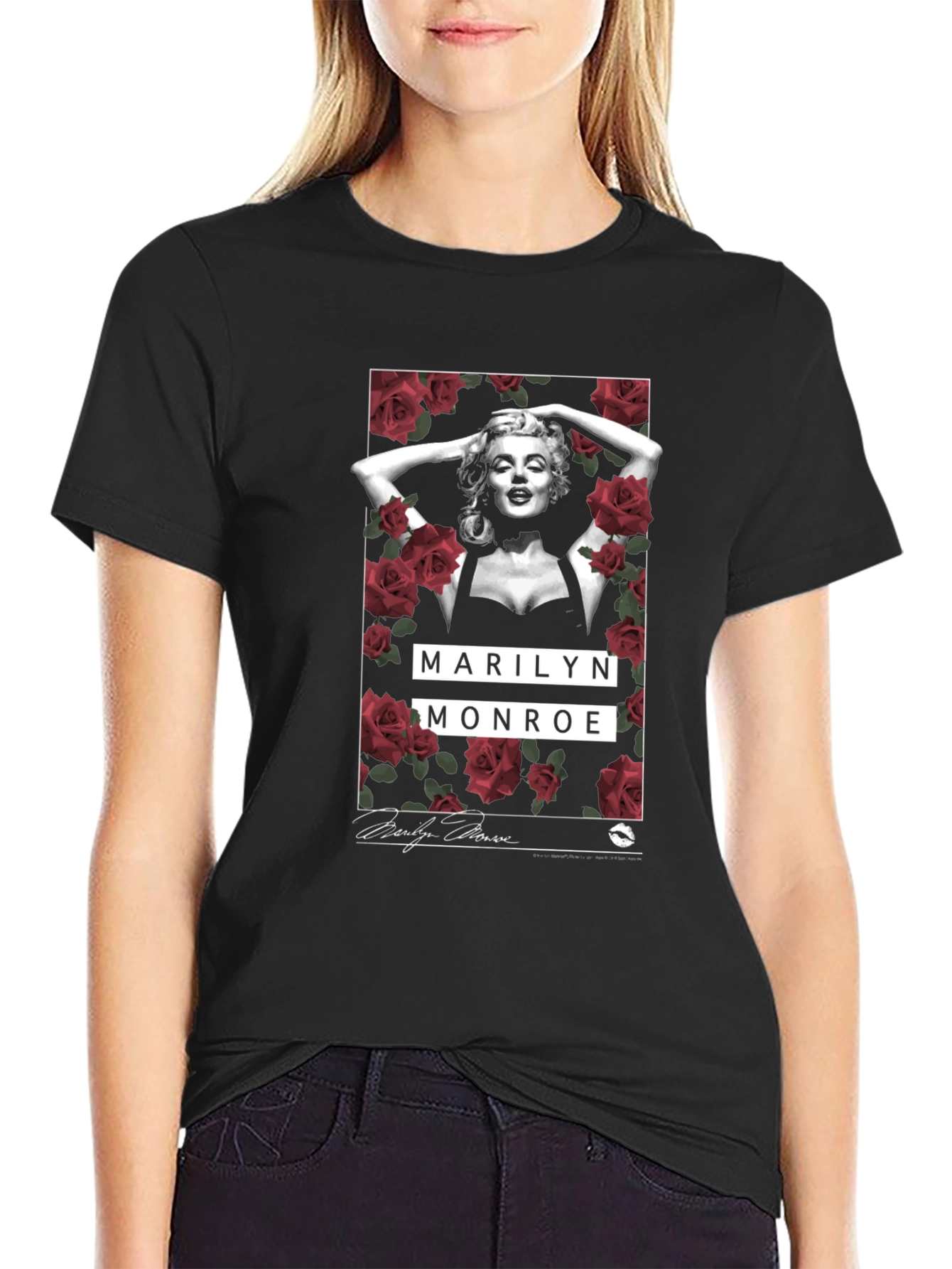Marilyn Monroe Rose Graphic Tee - Classic Style