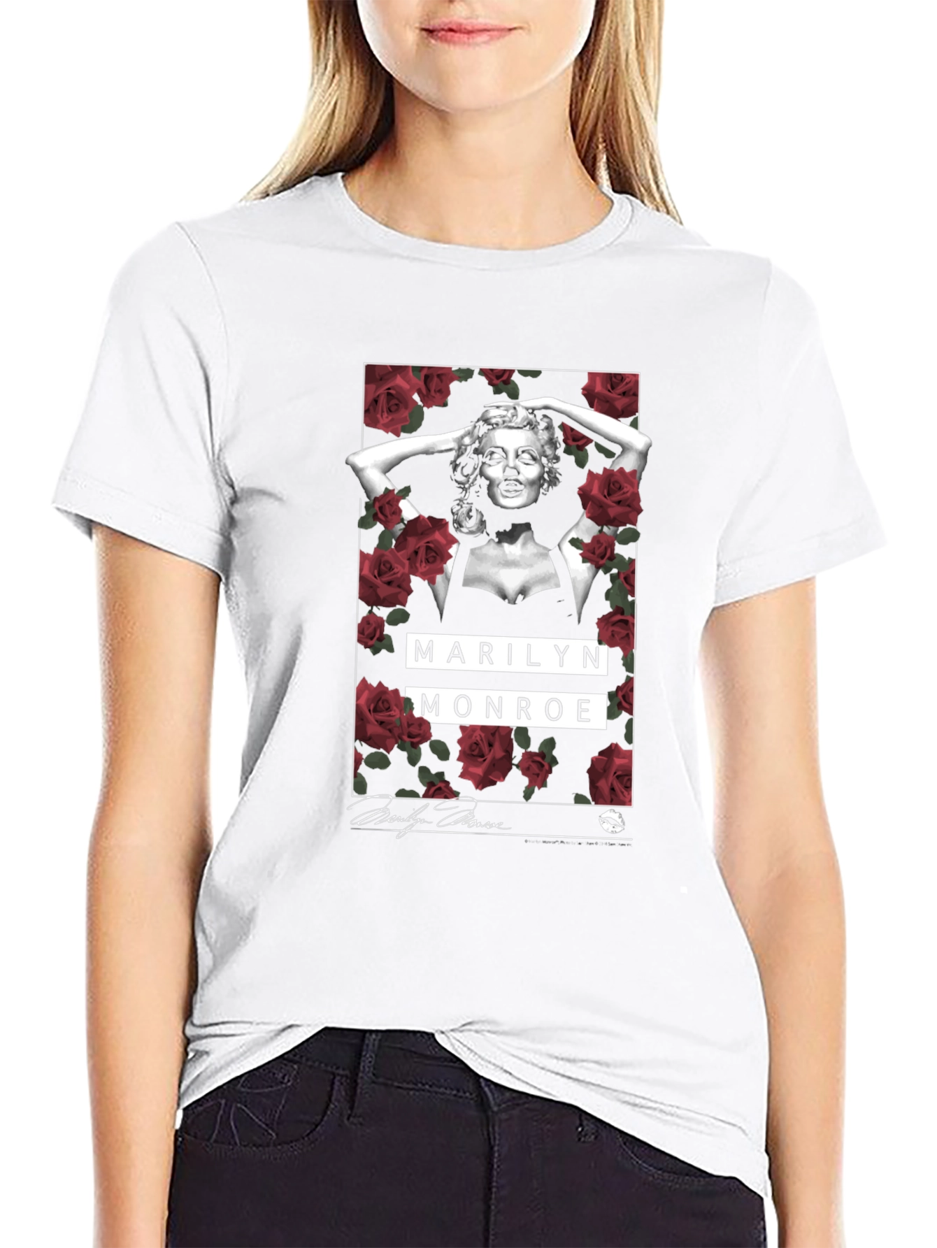 Marilyn Monroe Rose Graphic Tee - Classic Style