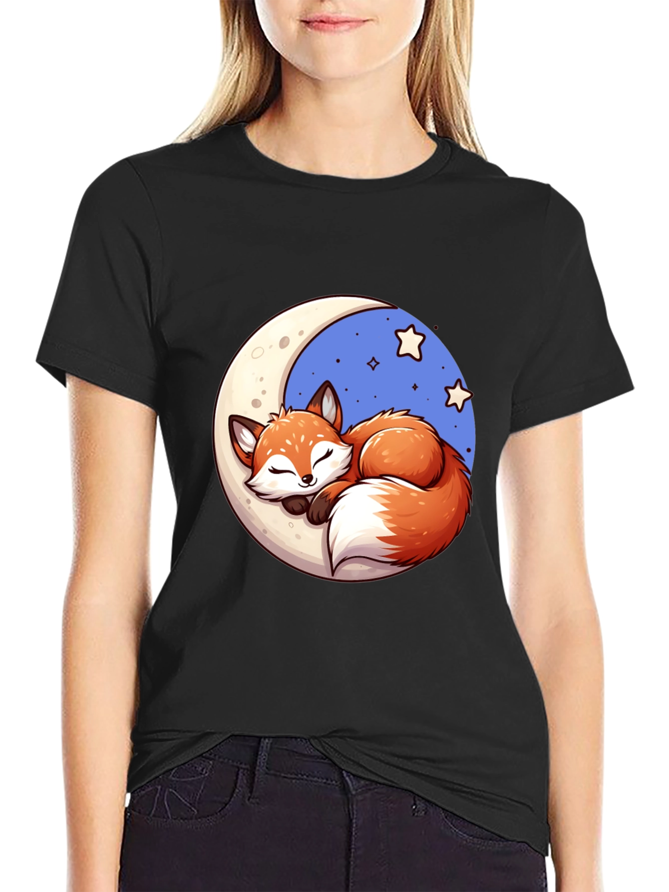 Dreamy Fox Graphic Tee - Cute Cartoon Design