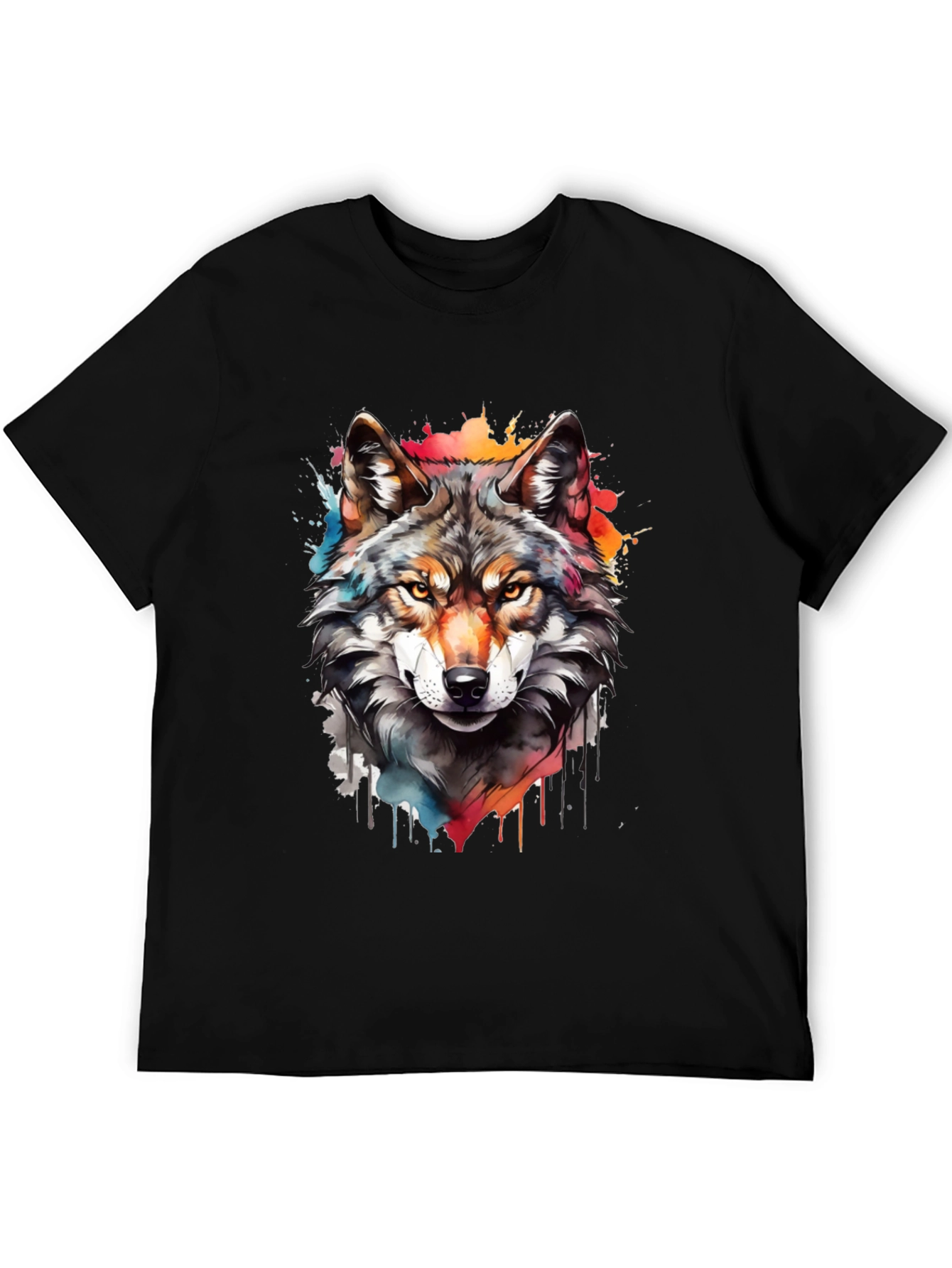 Wolf Graphic Print Tee - Mens Black T-Shirt
