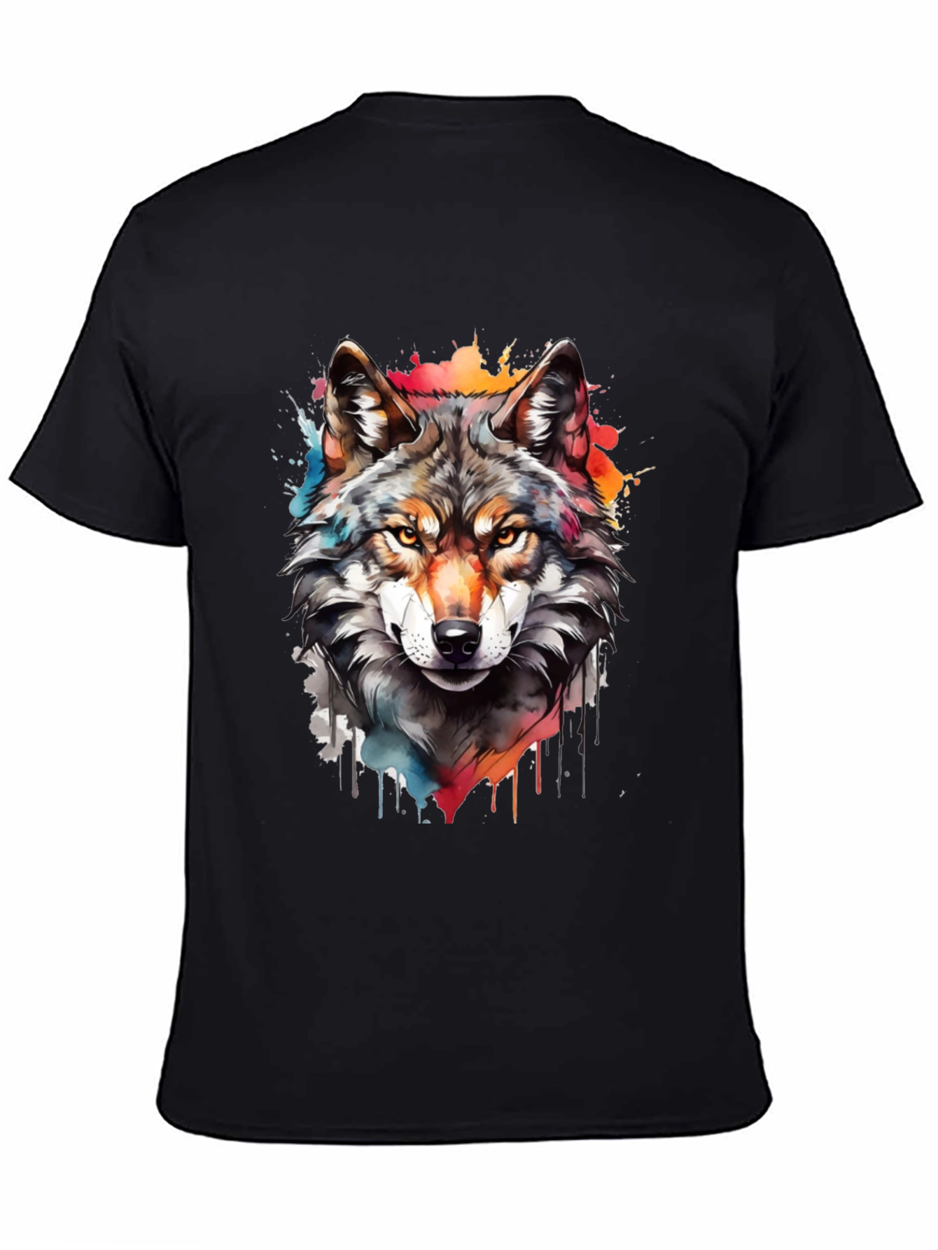 Wolf Graphic Print Tee - Mens Black T-Shirt