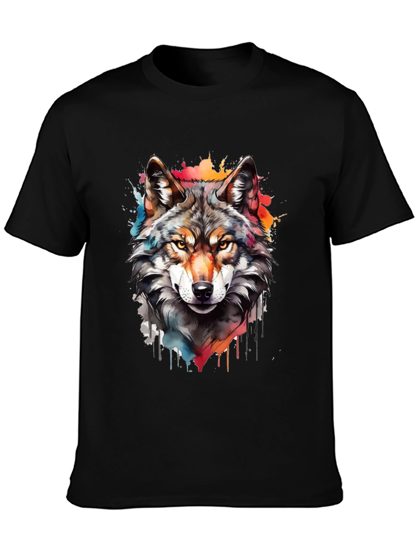 Wolf Graphic Print Tee - Mens Black T-Shirt