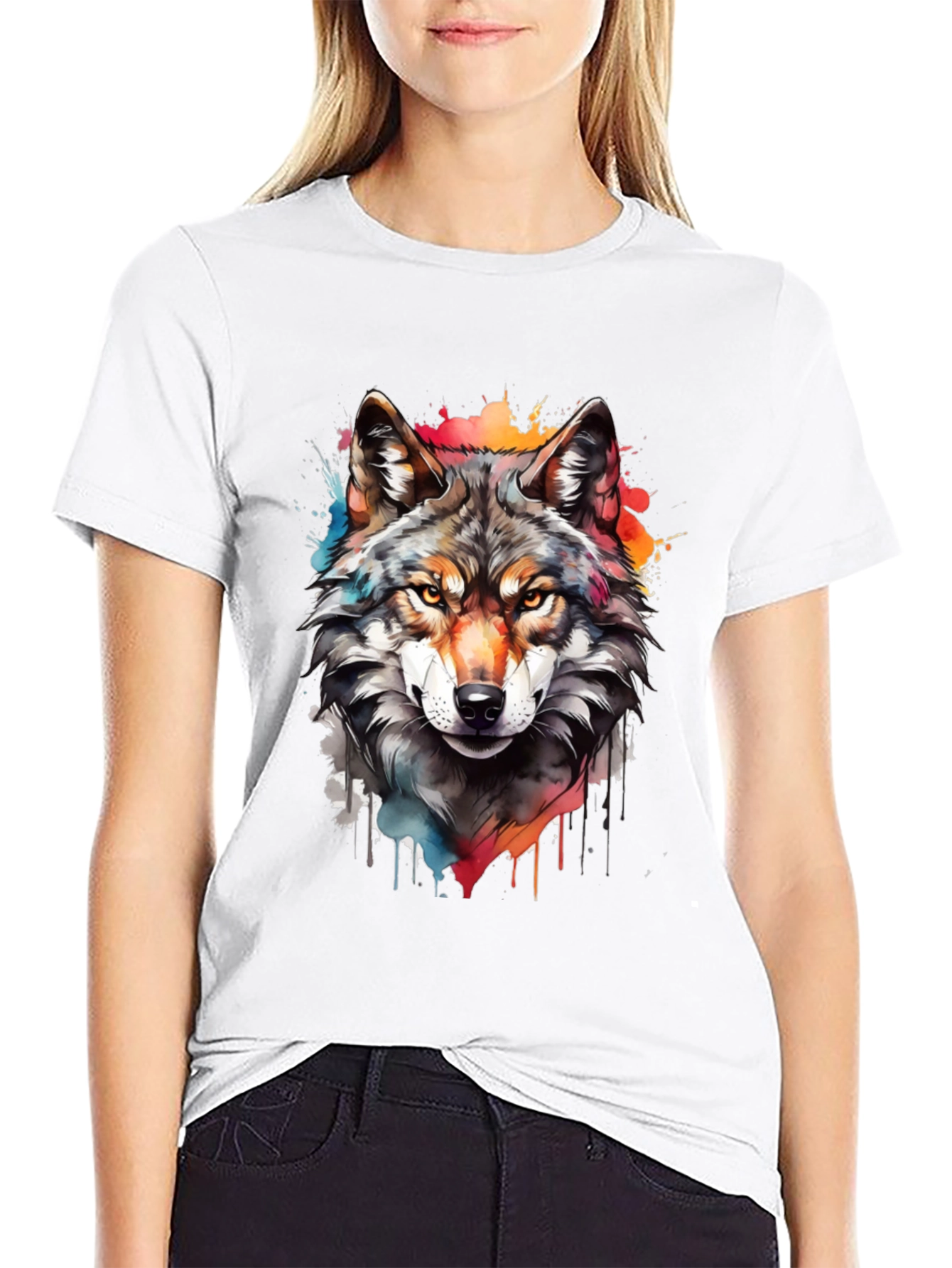 Wolf Graphic Print Tee - Mens Black T-Shirt