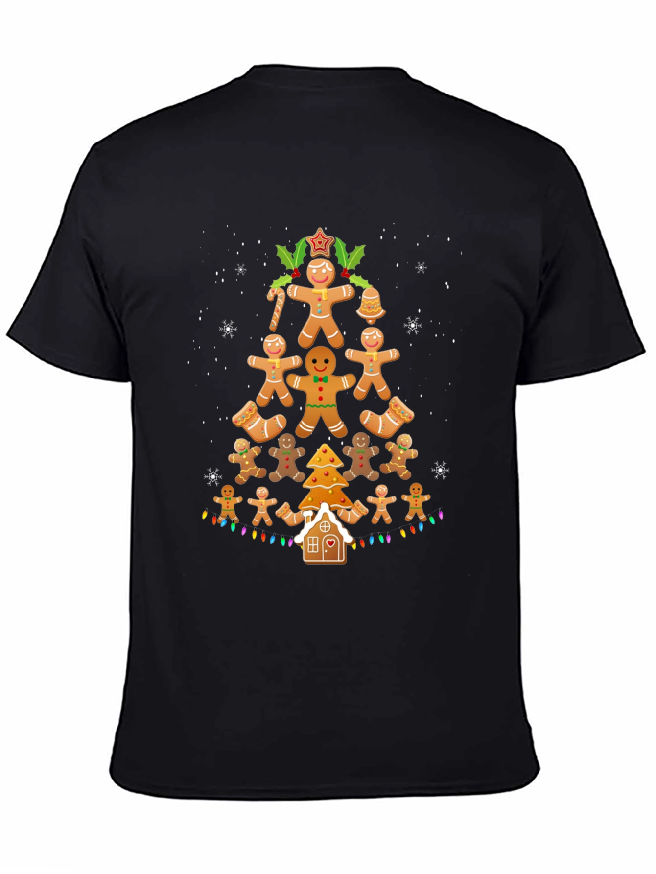 Gingerbread Man Christmas Tree Graphic T-Shirt