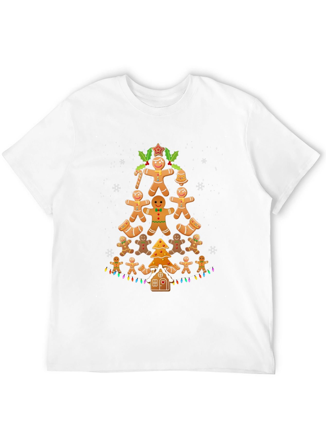 Gingerbread Man Christmas Tree Graphic T-Shirt