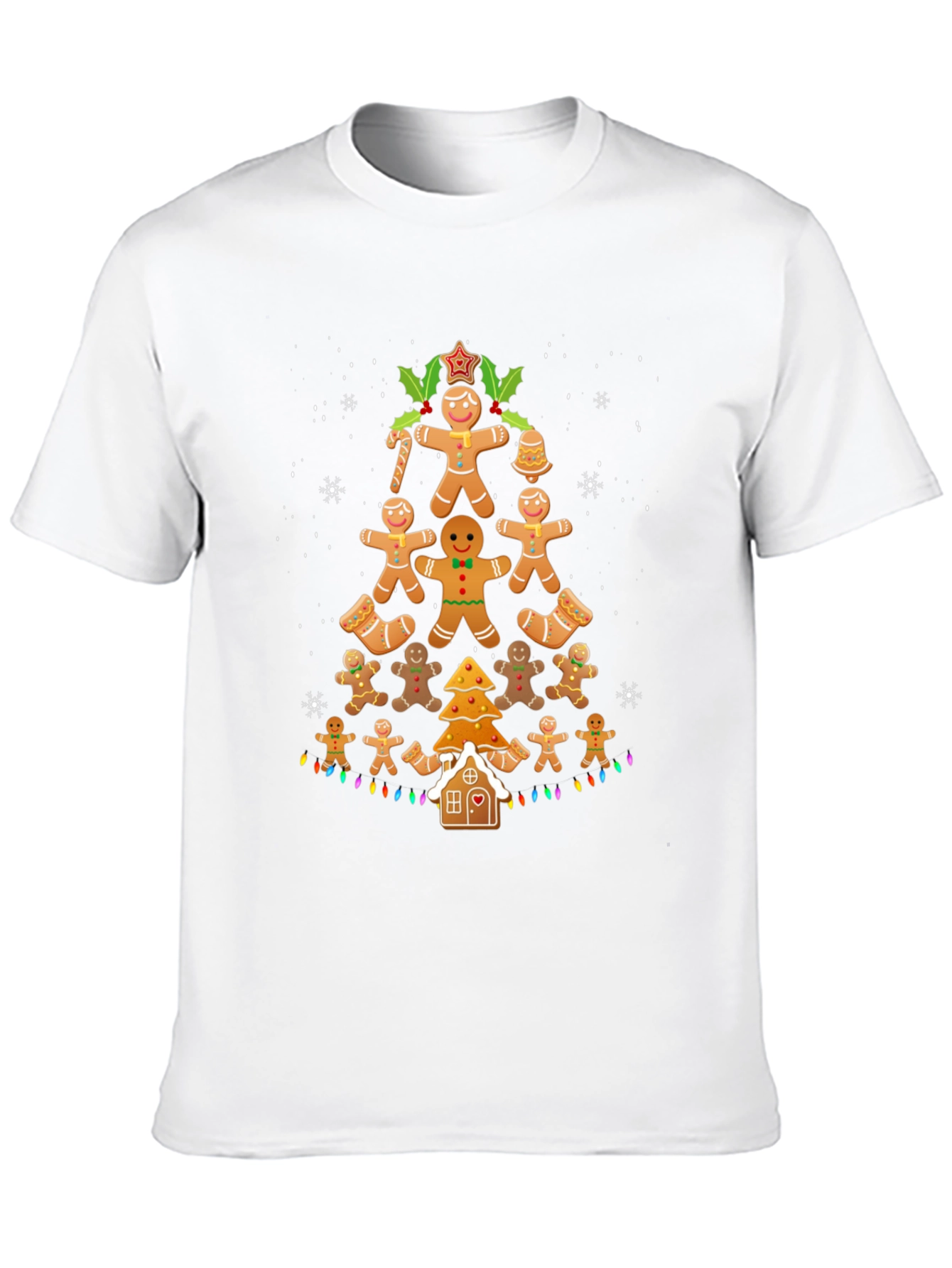 Gingerbread Man Christmas Tree Graphic T-Shirt