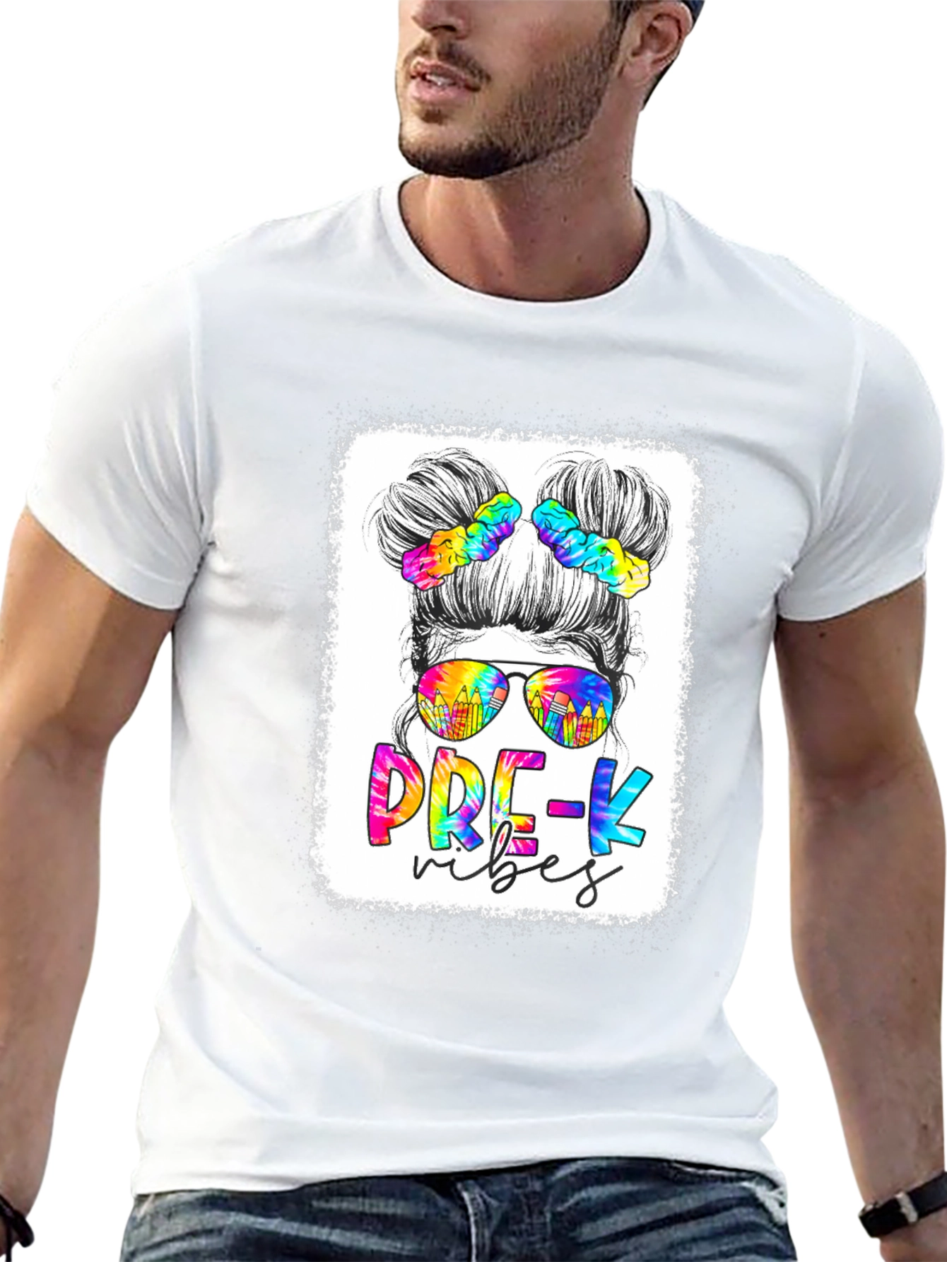 Pre-K Vibes Messy Bun T-Shirt
