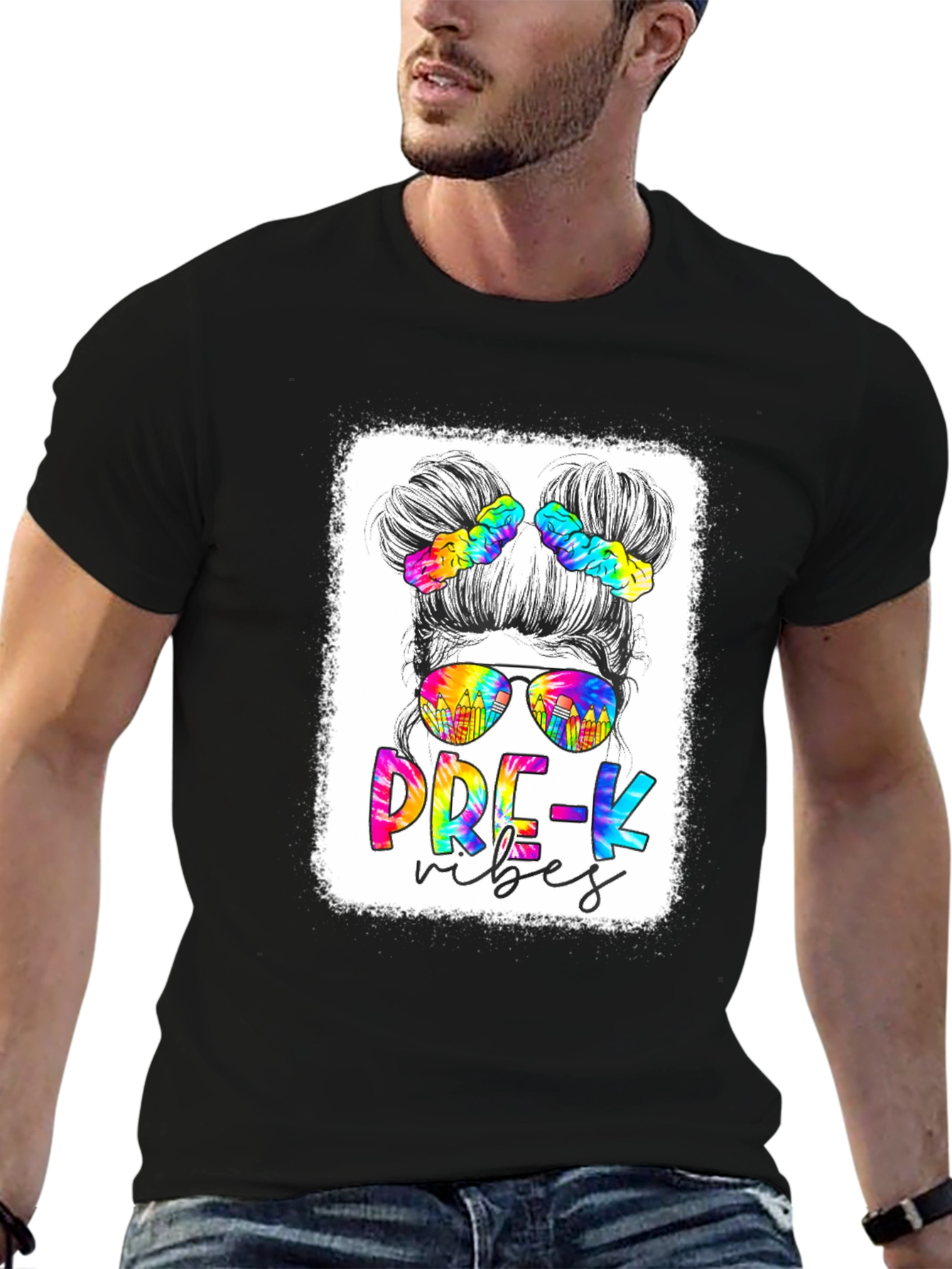Pre-K Vibes Messy Bun T-Shirt