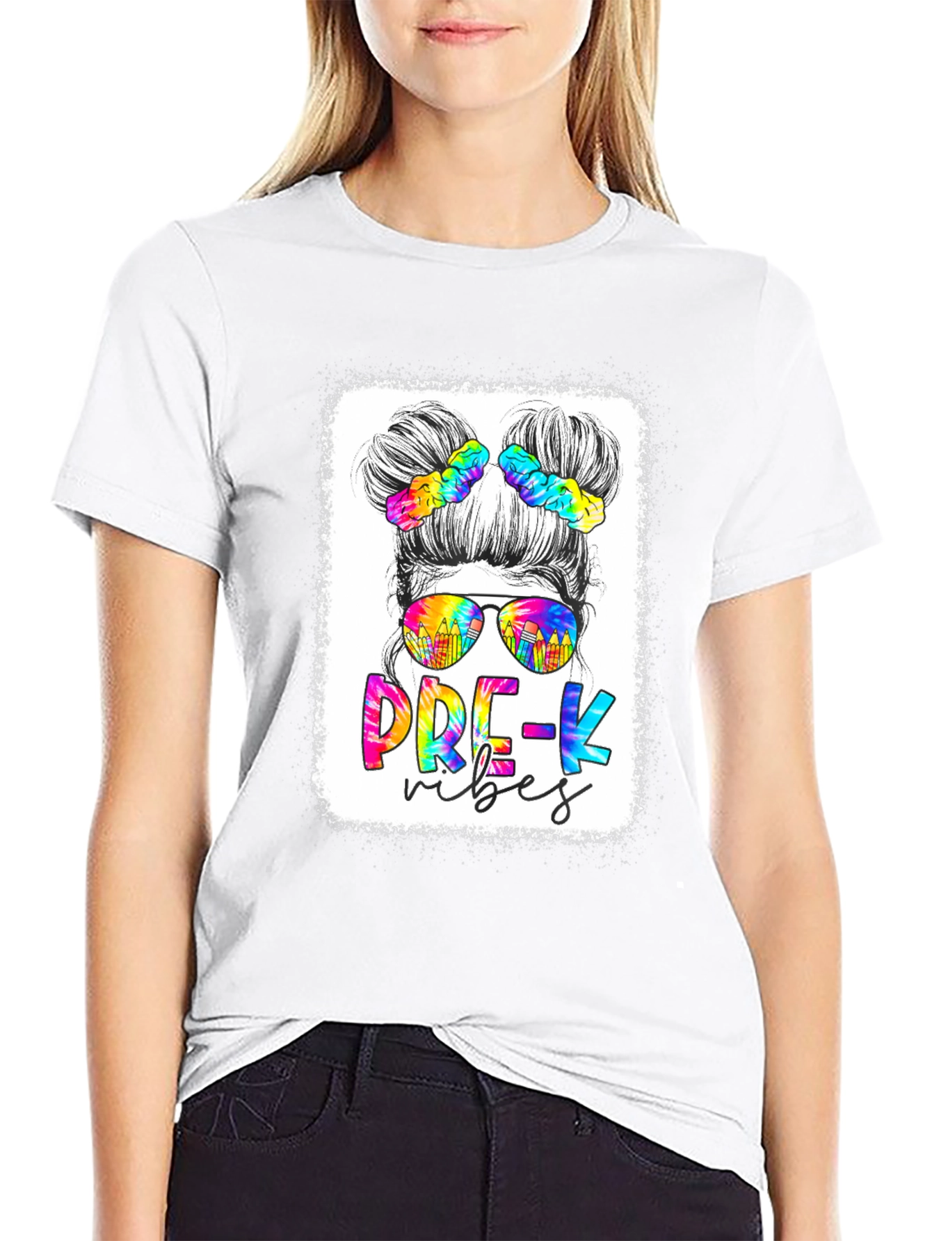 Pre-K Vibes Messy Bun T-Shirt