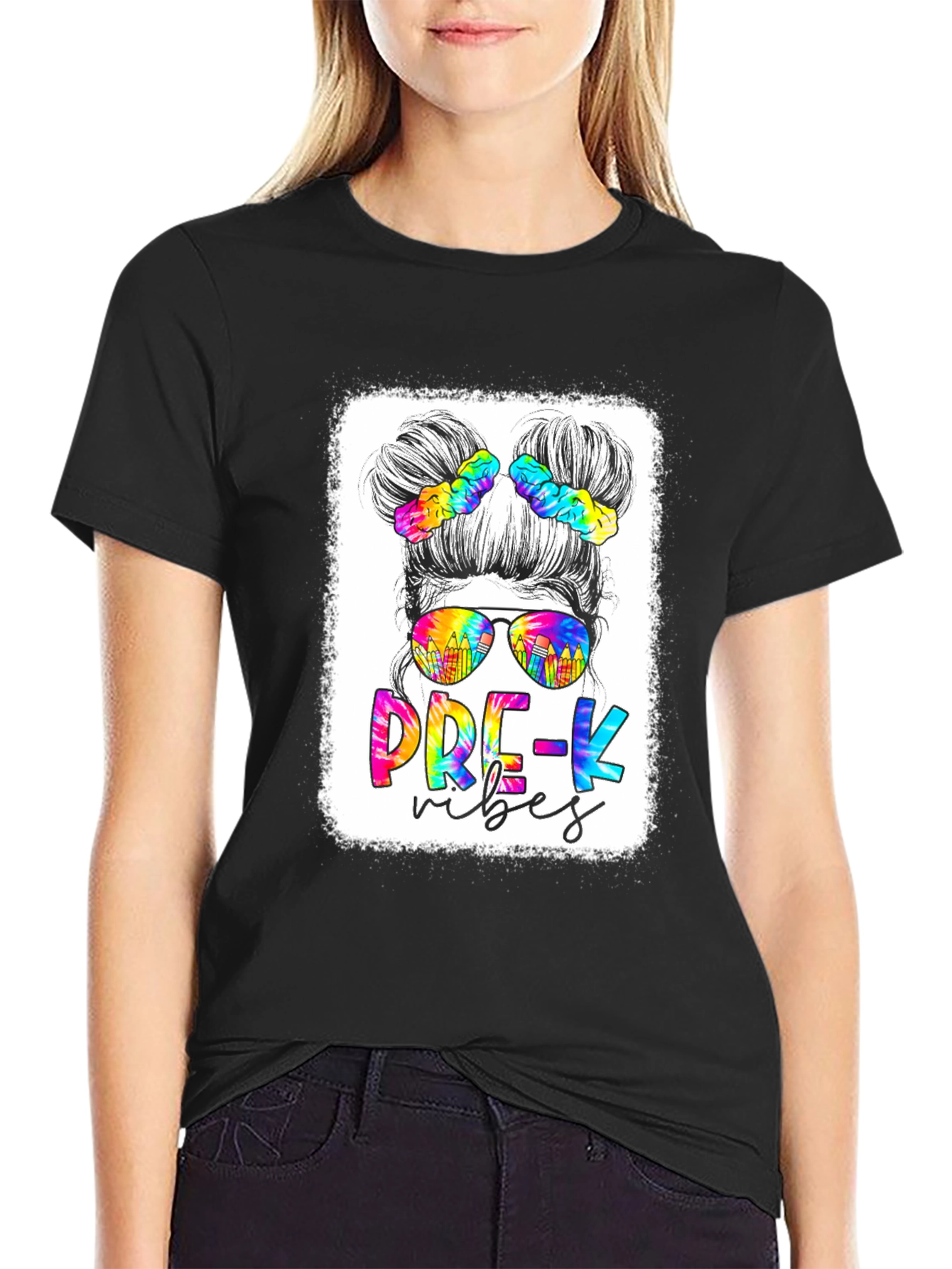 Pre-K Vibes Messy Bun T-Shirt