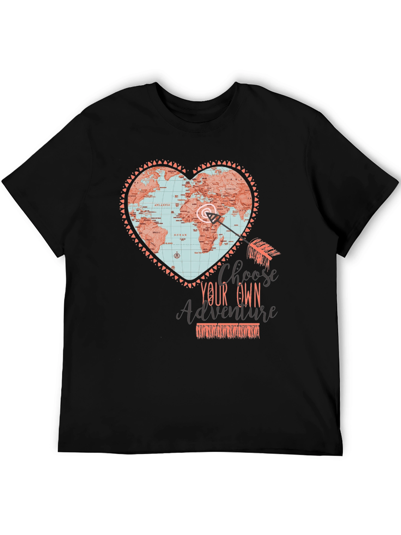 Adventure Map Heart Graphic Tee - Travel T-Shirt