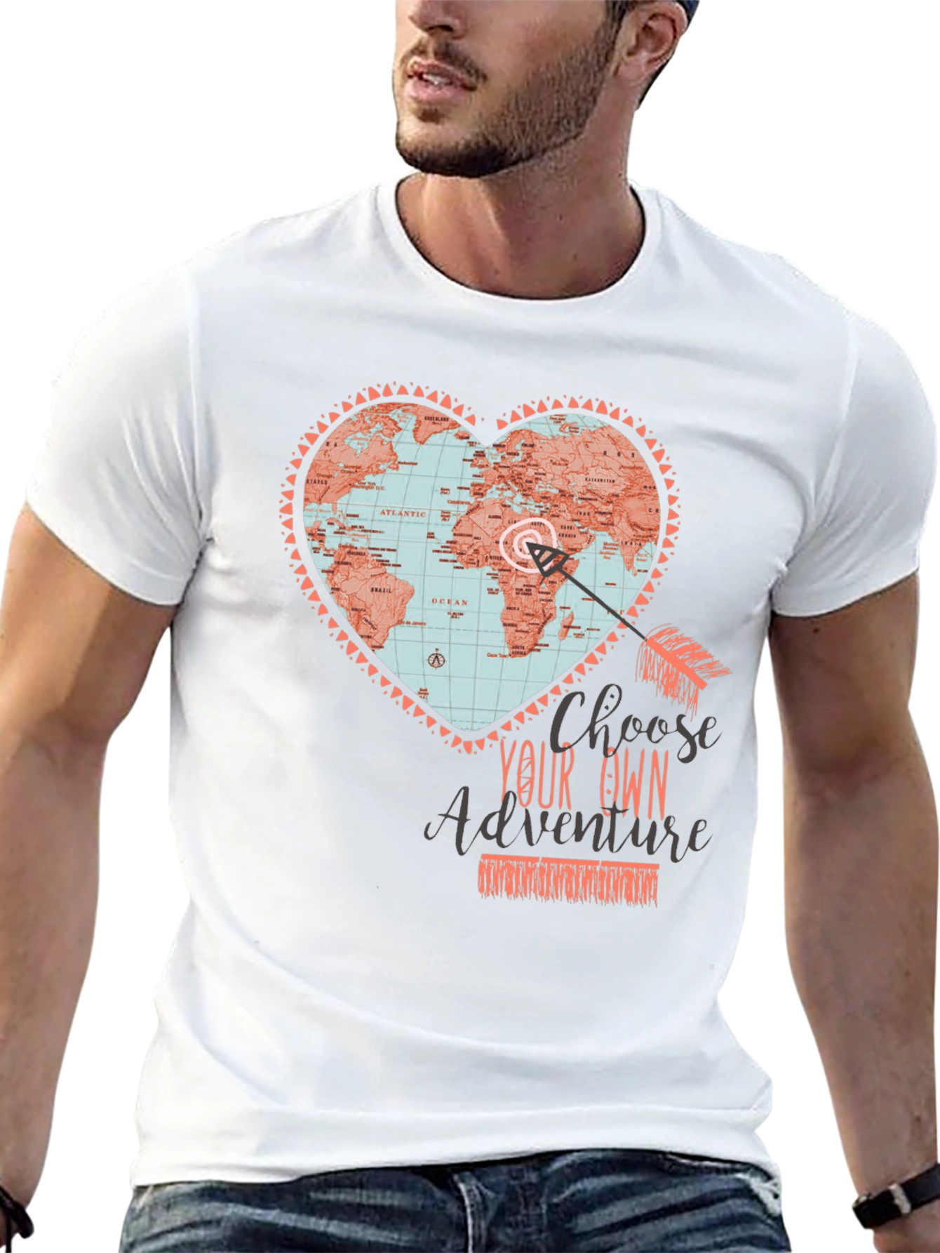 Adventure Map Heart Graphic Tee - Travel T-Shirt
