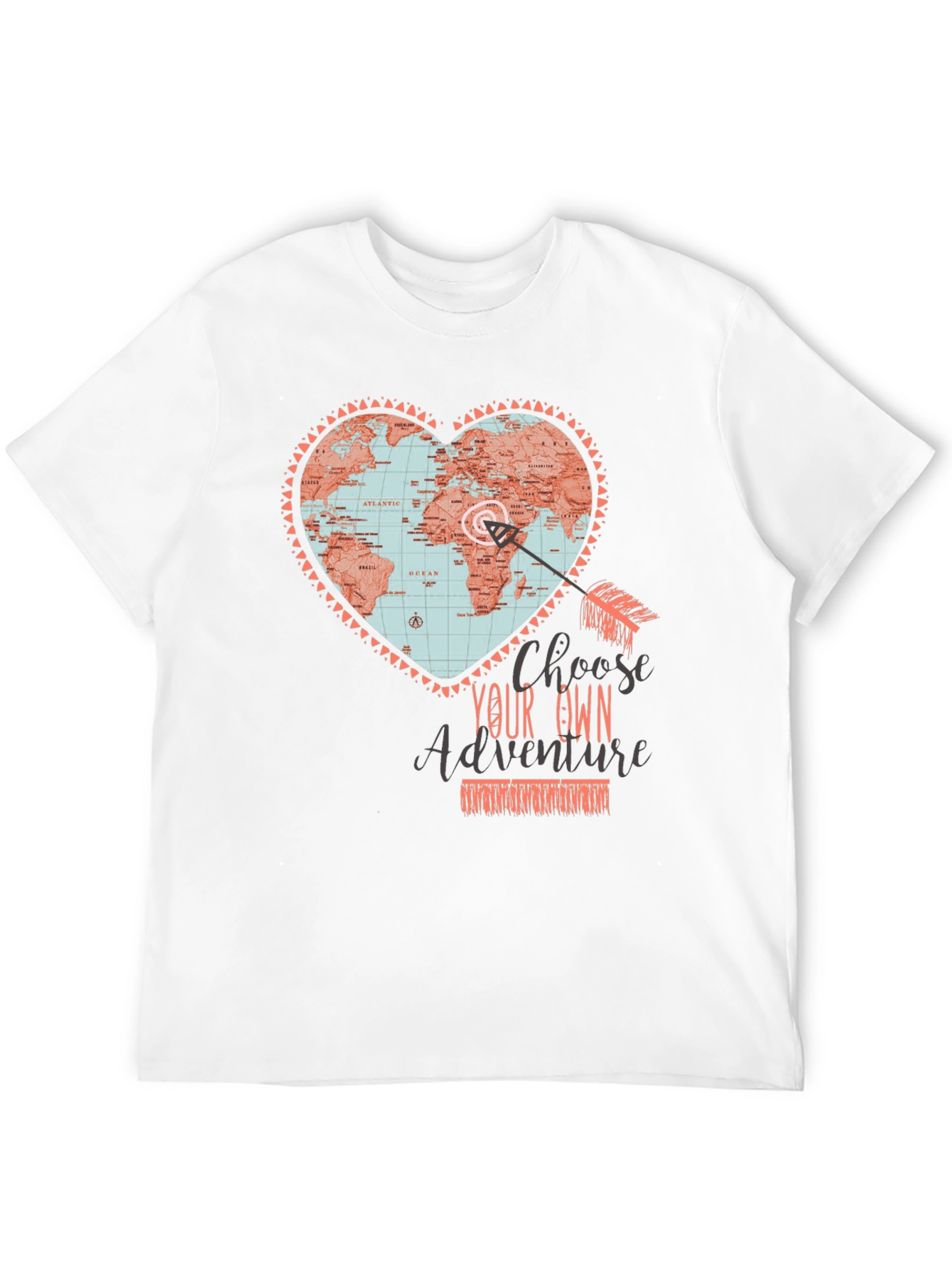 Adventure Map Heart Graphic Tee - Travel T-Shirt