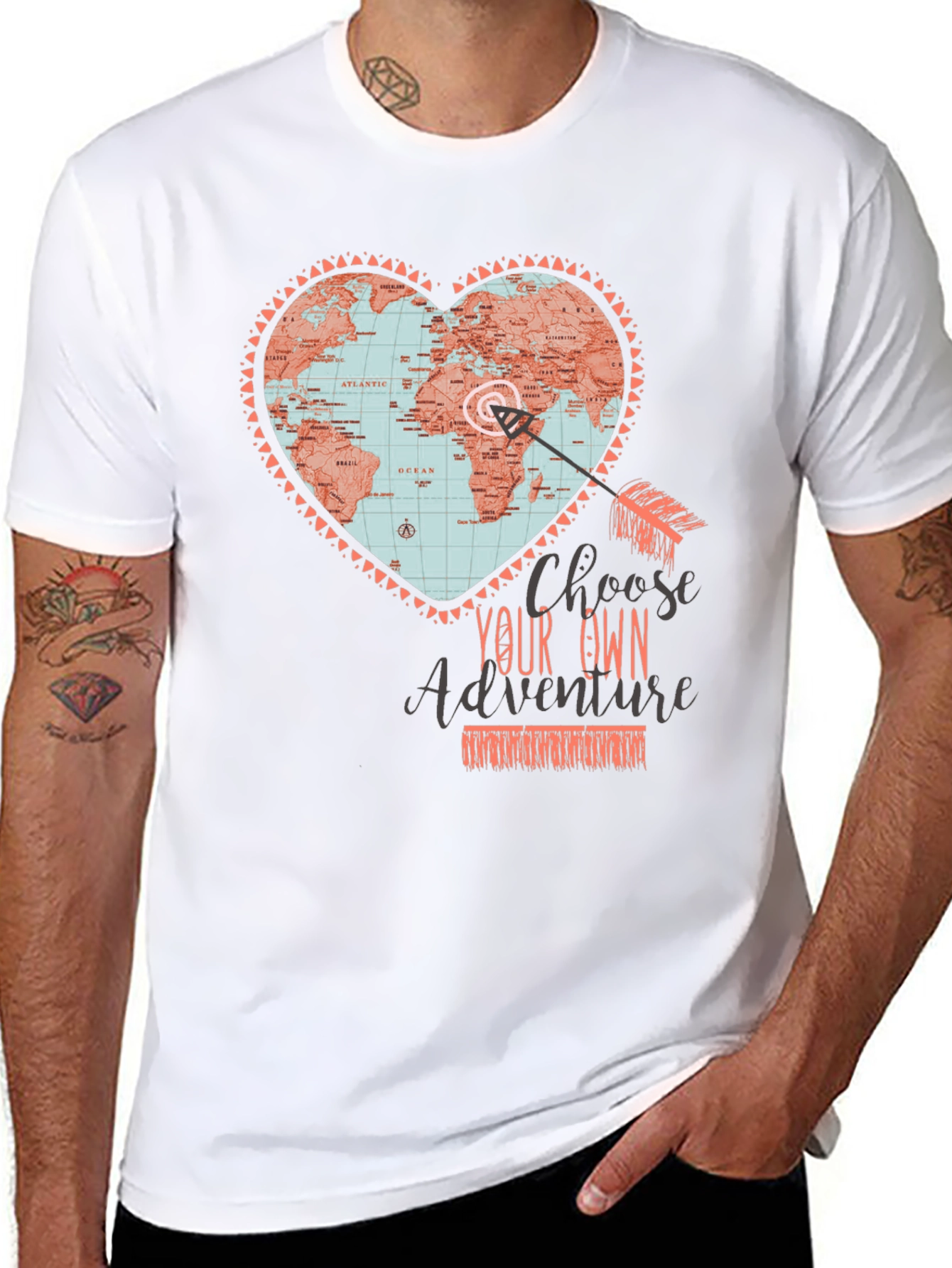 Adventure Map Heart Graphic Tee - Travel T-Shirt