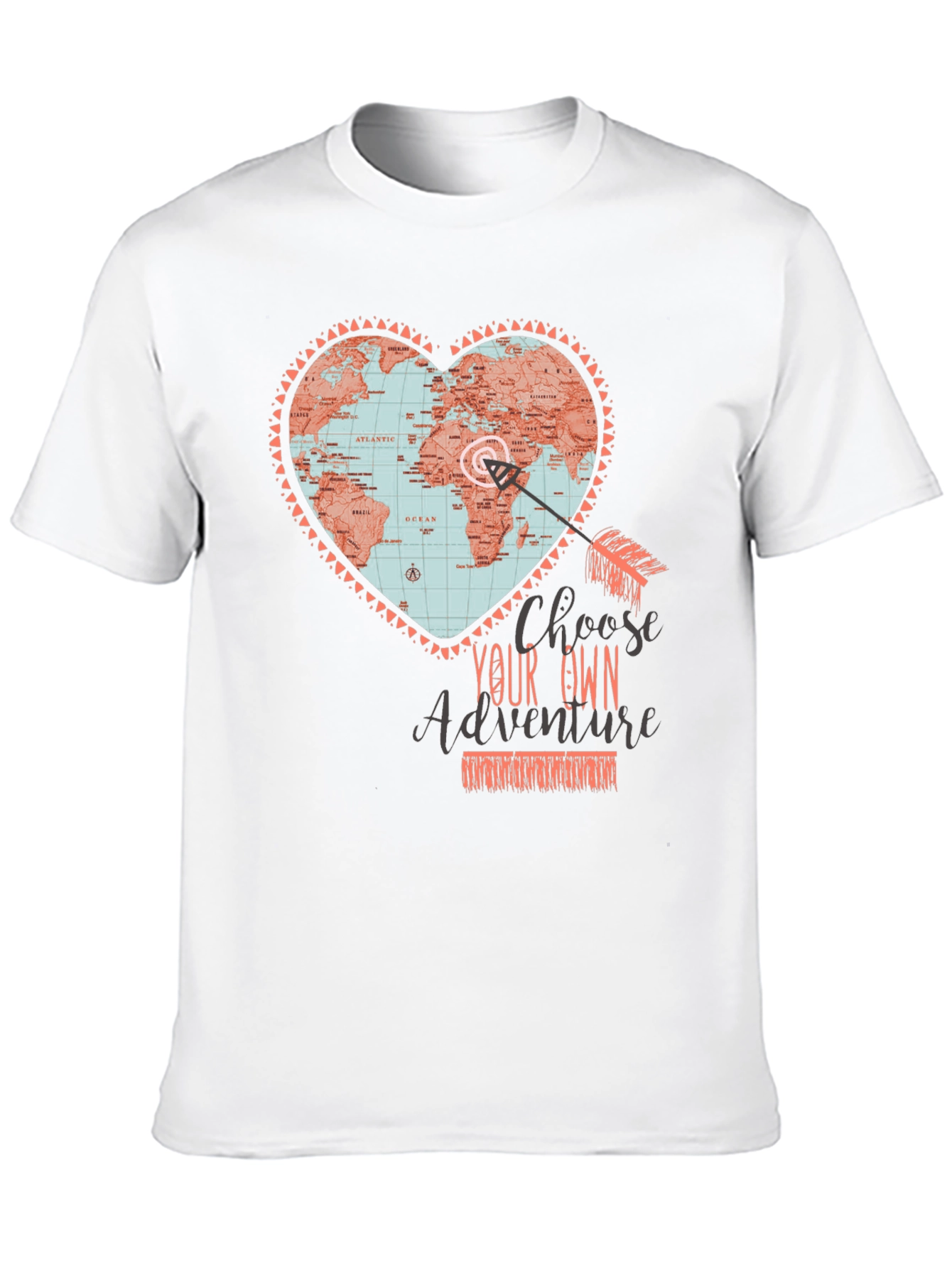 Adventure Map Heart Graphic Tee - Travel T-Shirt