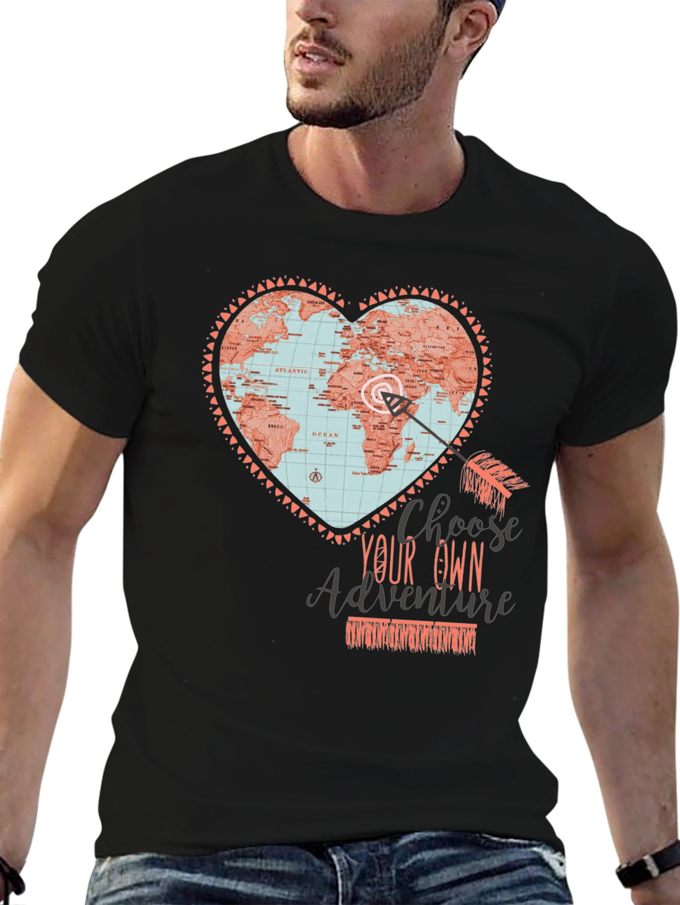 Adventure Map Heart Graphic Tee - Travel T-Shirt
