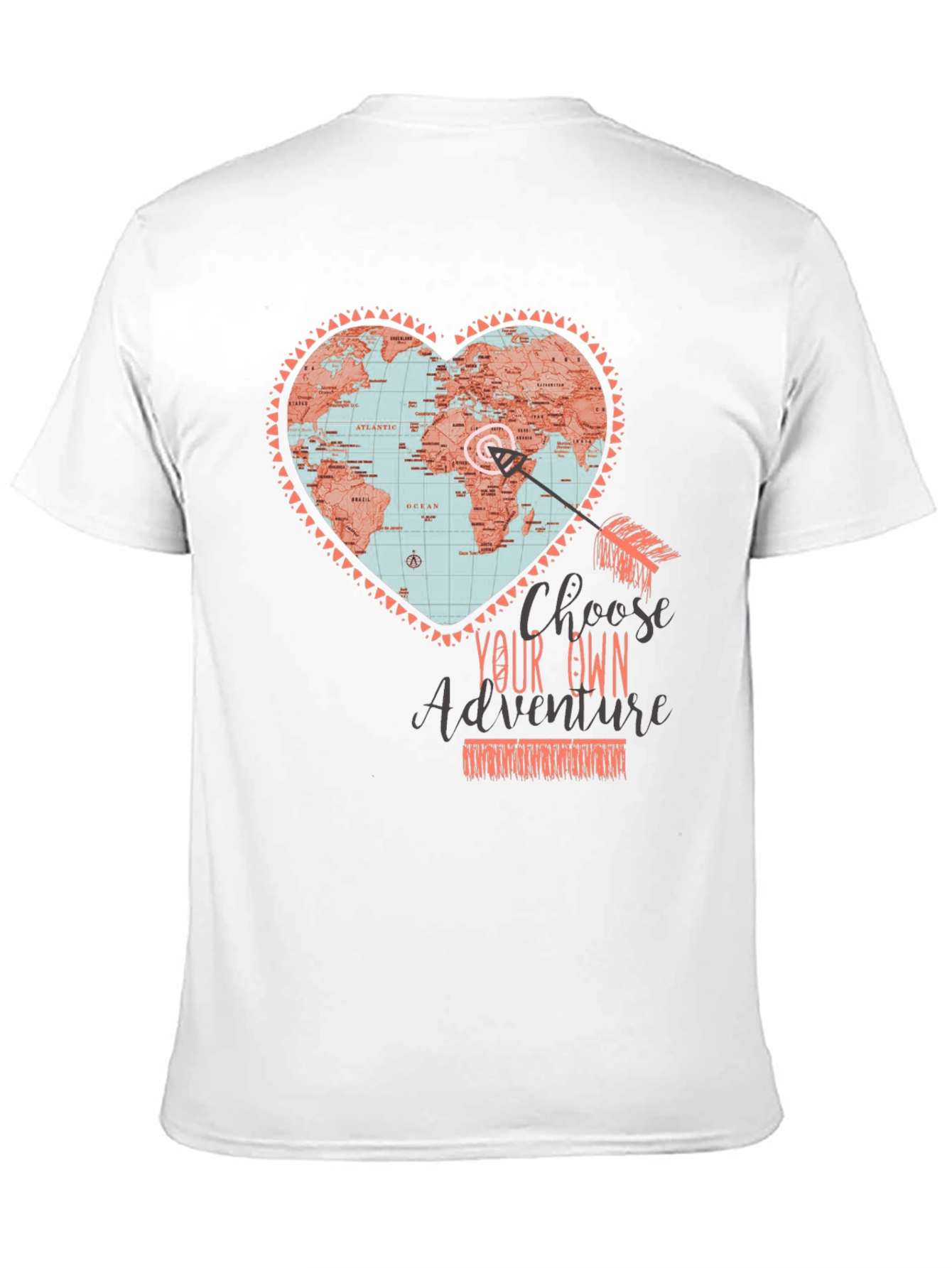 Adventure Map Heart Graphic Tee - Travel T-Shirt