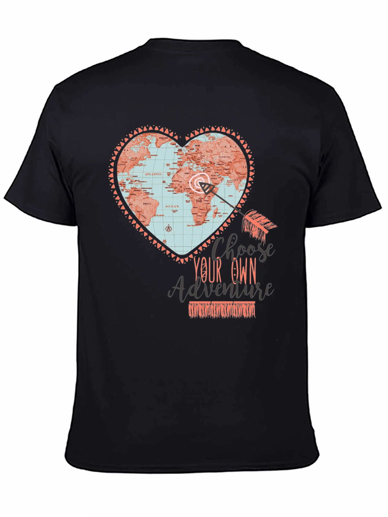 Adventure Map Heart Graphic Tee - Travel T-Shirt