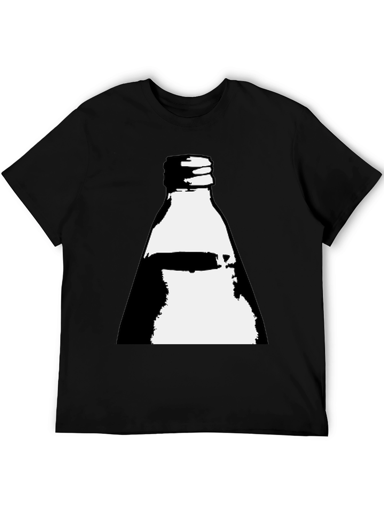 Retro Bottle Graphic Tee - Cool Black T-Shirt