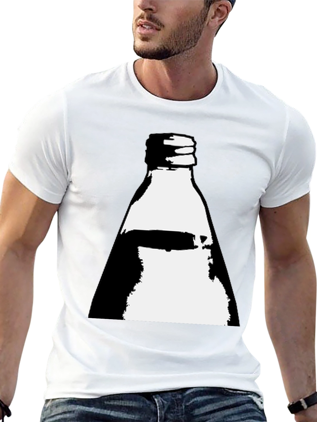 Retro Bottle Graphic Tee - Cool Black T-Shirt