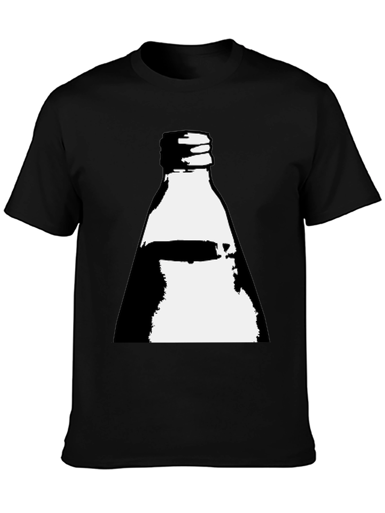 Retro Bottle Graphic Tee - Cool Black T-Shirt