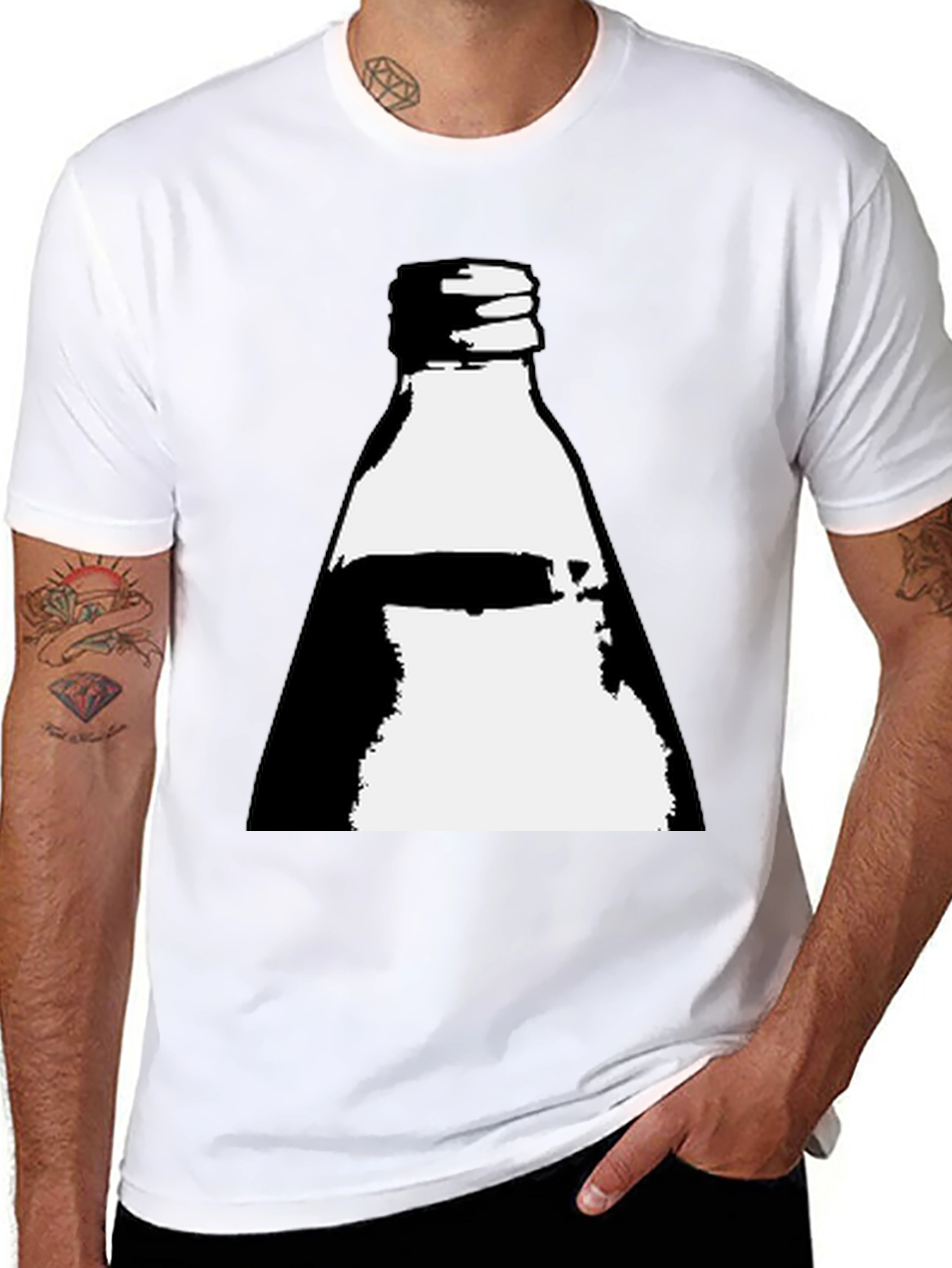 Retro Bottle Graphic Tee - Cool Black T-Shirt