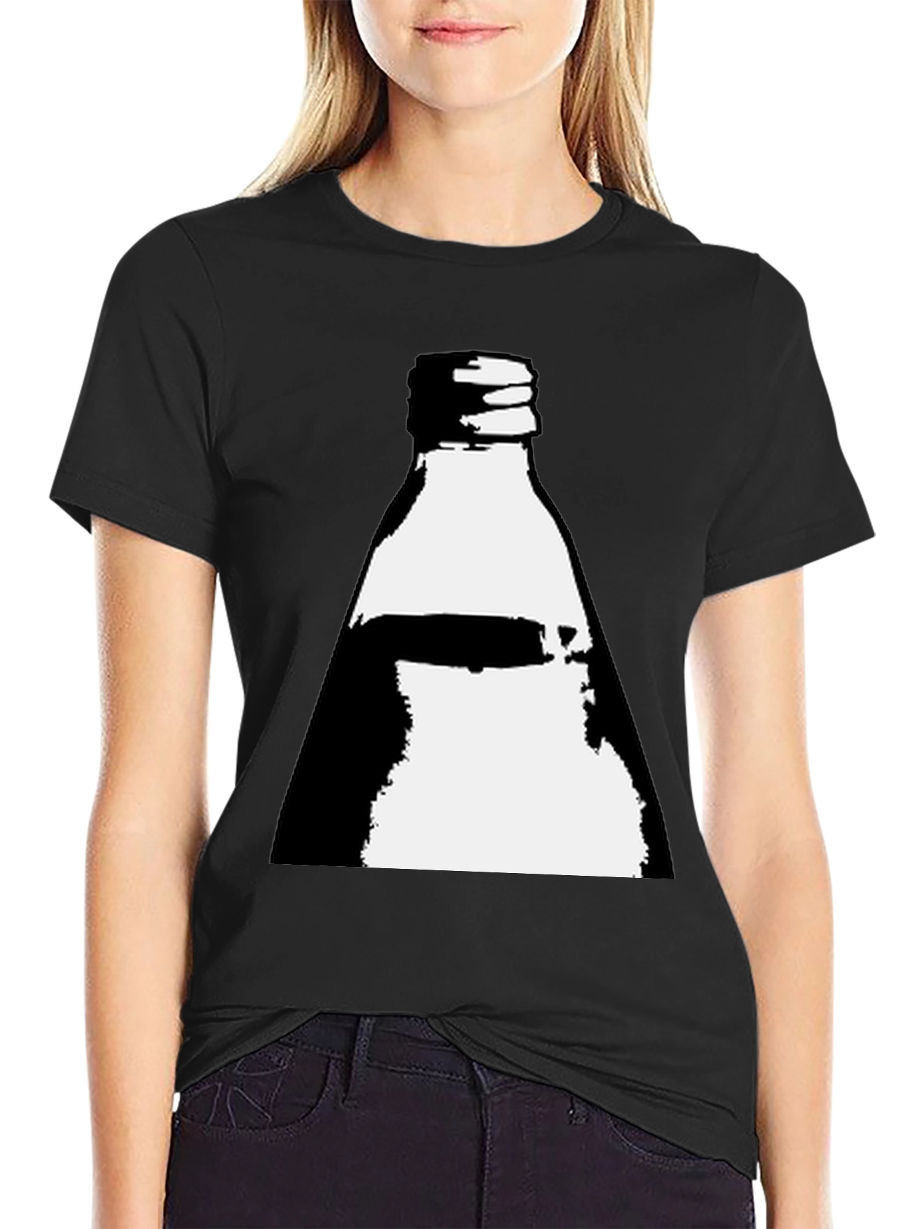 Retro Bottle Graphic Tee - Cool Black T-Shirt