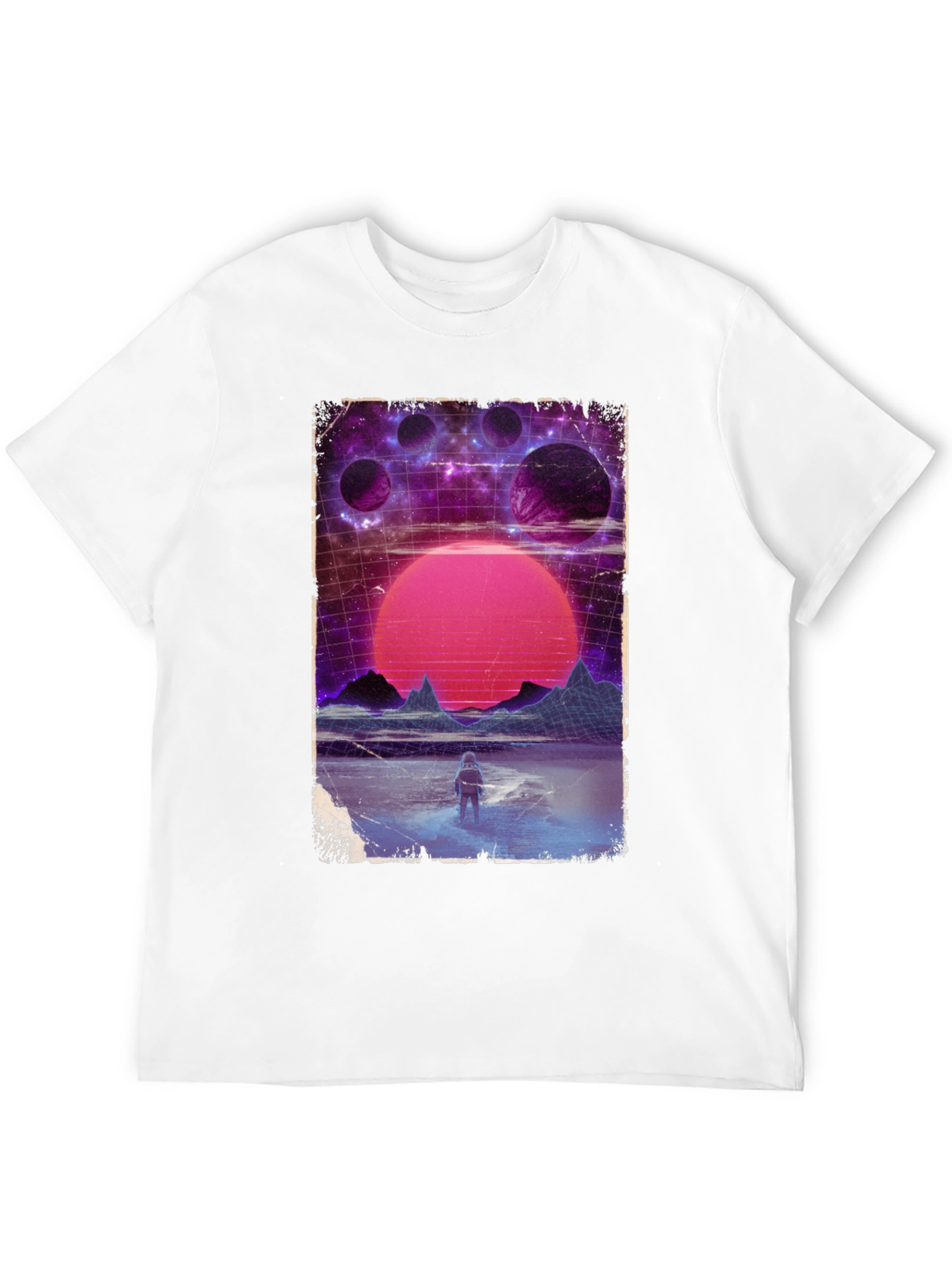 Retro Space Print Black T-Shirt