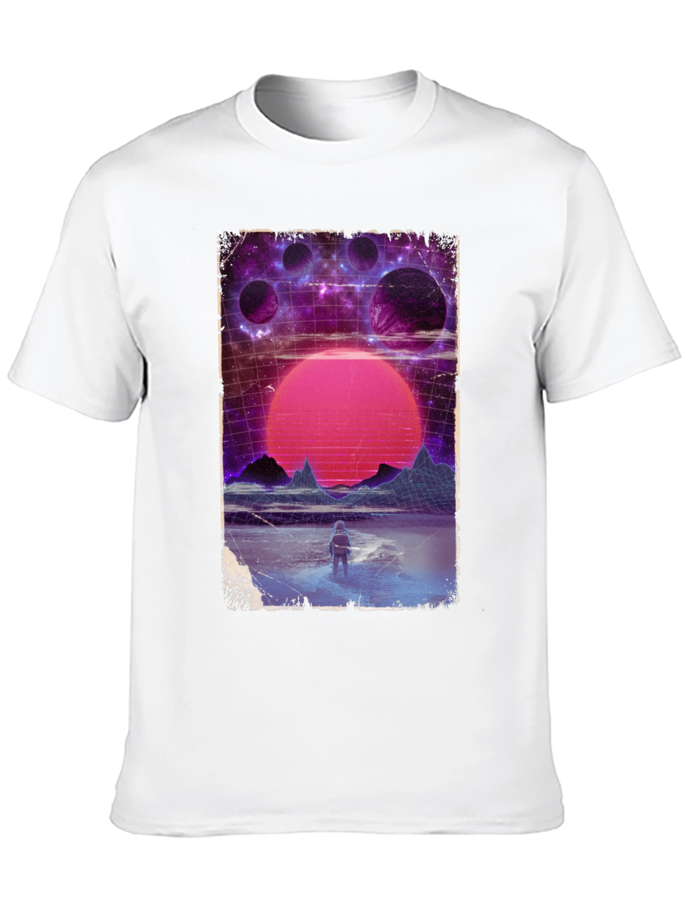 Retro Space Print Black T-Shirt