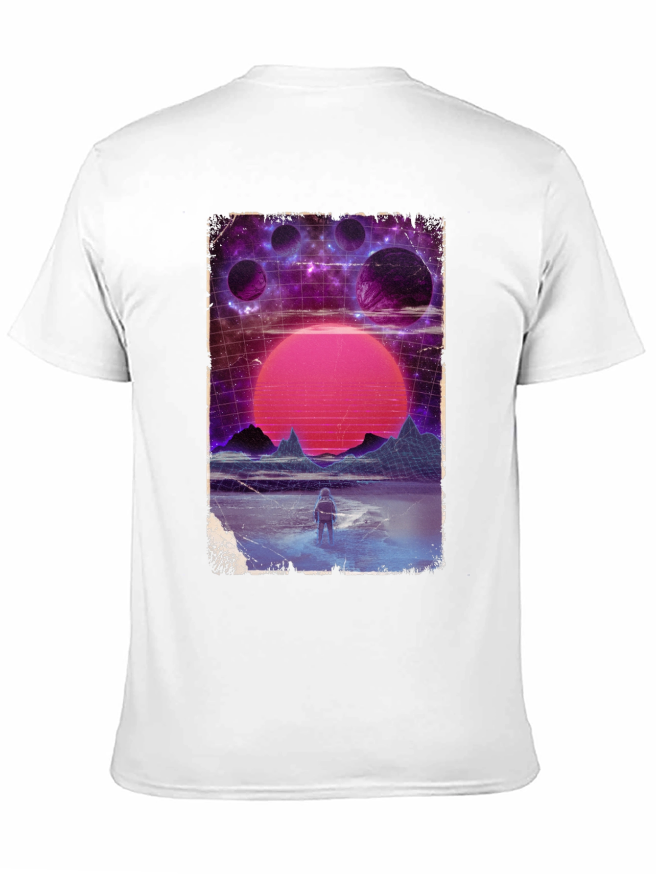 Retro Space Print Black T-Shirt